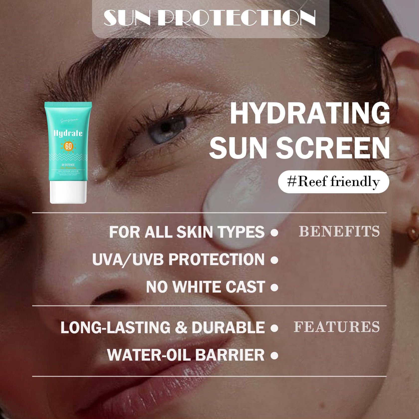 3PCS Sunscreen for Face,Moisturizing Body Face Sunscreen SPF 60+++,Portable Travel Sun Screen,Non-greasy Sun Screen Lotion,Hydra