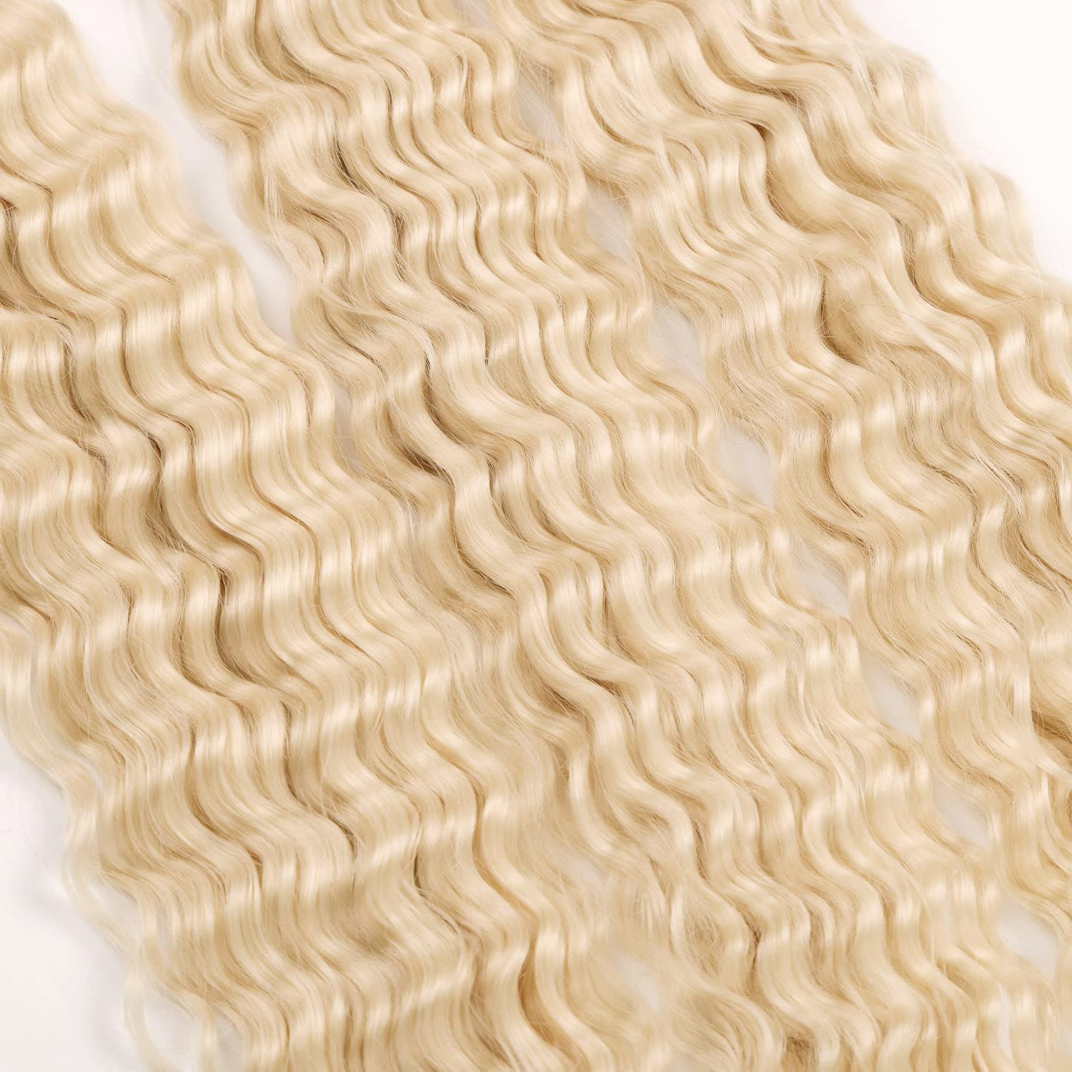 Blonde Ocean Wave Crochet Hair, 22inch 6Packs Crochet Hair Curly Blonde, Synthetic Deep Wave Crochet Hair Extensions for Women #