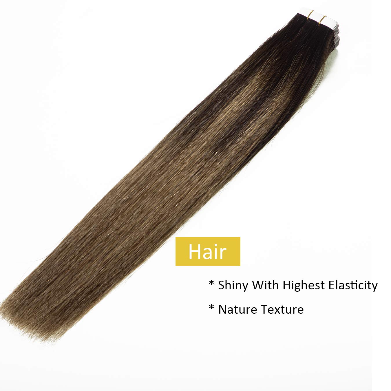 Loxxy Tape In Hair Extensions Natural Hair Dip Dyed Balayage #2-6 Darkest Brown Mixed With Medium Brown Double Sided Seamless Pu