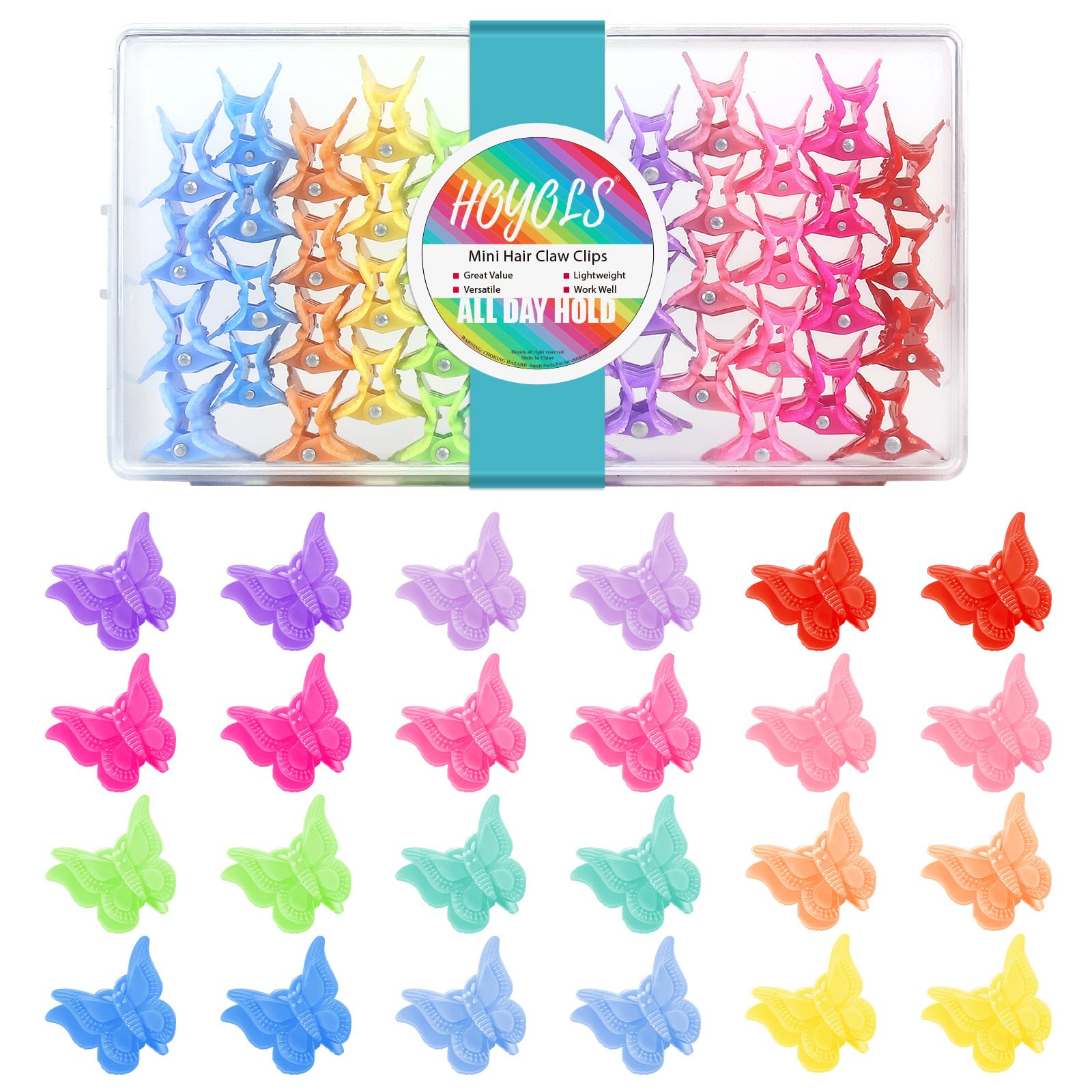 HOYOLS Mini Butterfly Hair Clips, Y2K Small Jaw Hairclips for Girls Women and Kids, 90s Cute Hair Accessories for Braids 12 Asso