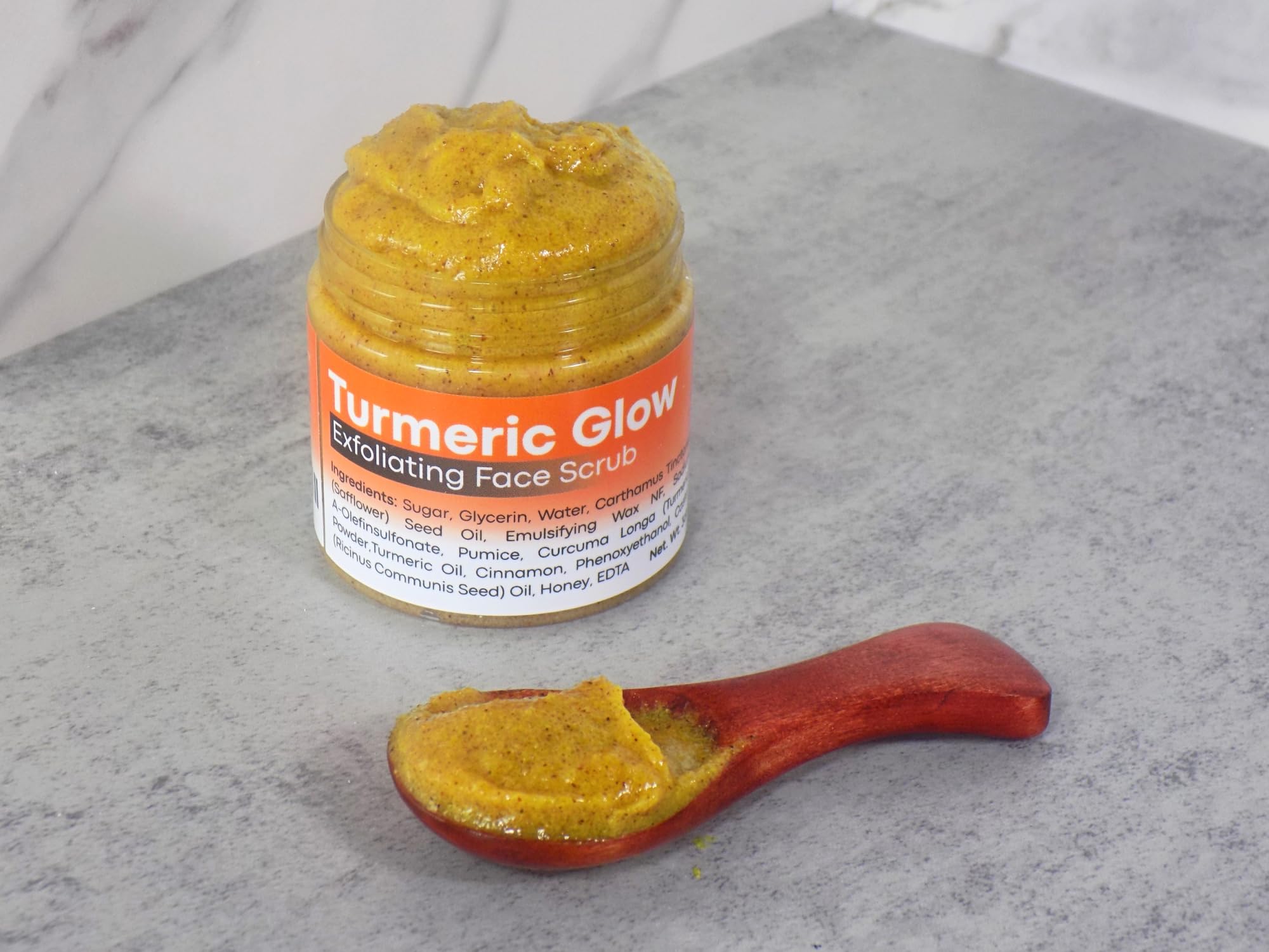 Joli Noir - Turmeric Scrub With Honey & Cinnamon - Fragrance Free Exfoliating Face Sugar Scrub - For Acne, Hyperpigmentation & D