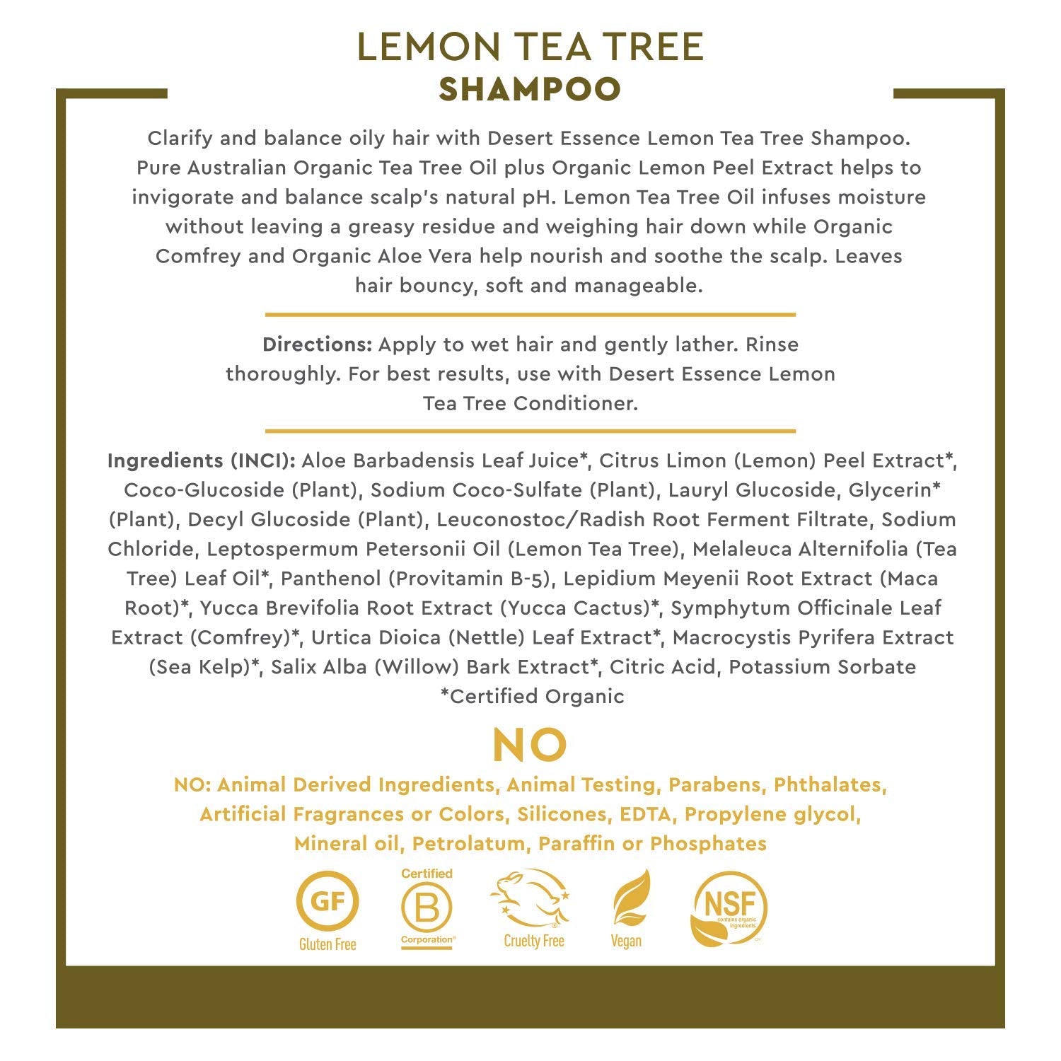 Desert Essence Lemon Tea Tree Shampoo & Conditioner Bundle - 8 Fl Ounce - Clarifying For Oily Hair - Essential Oils - Strengthen