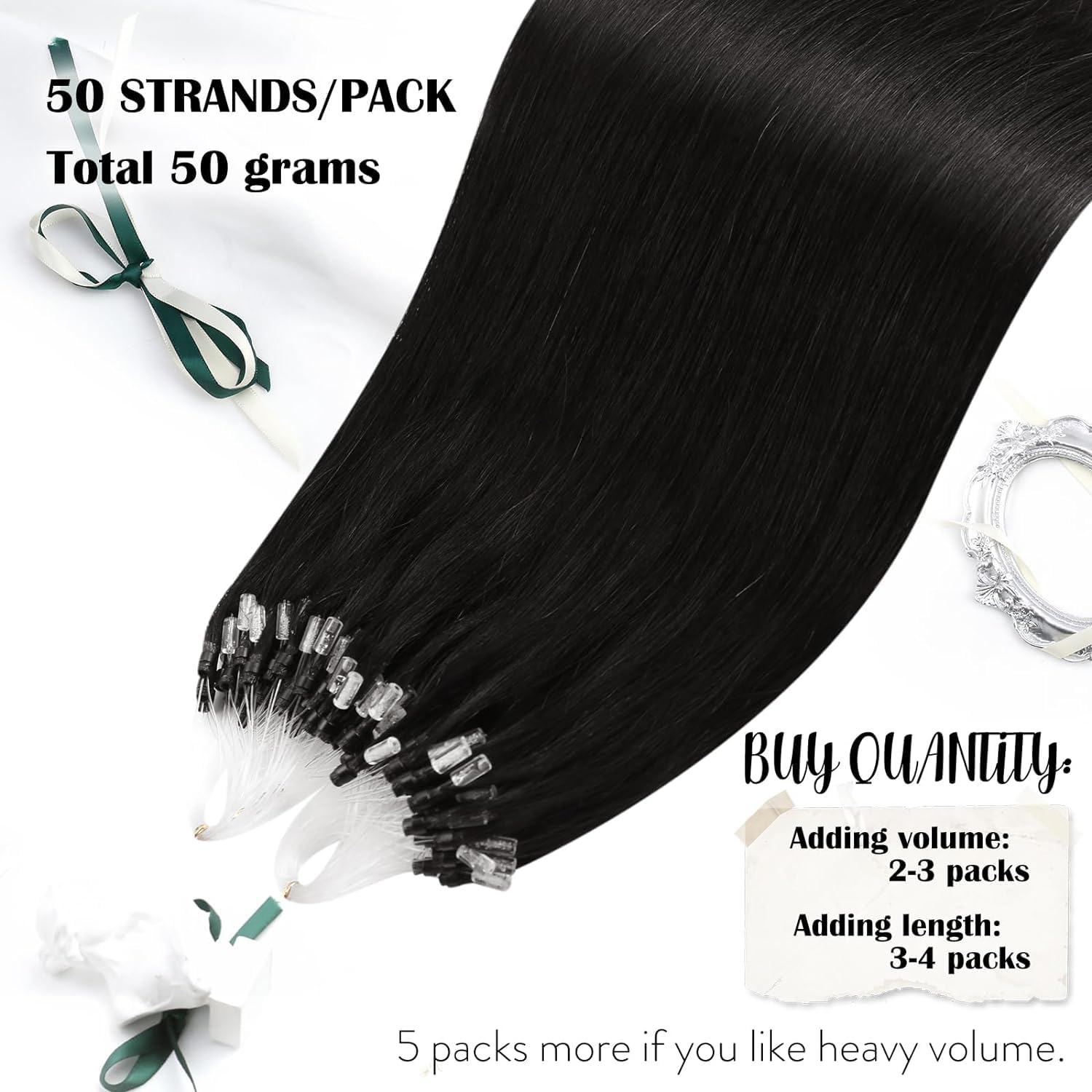 Moresoo Microlink Hair Extensions Human Hair Natural Black Micro Beads Hair Extensions Human Hair 14 Inch Straight Micro Loop Ha