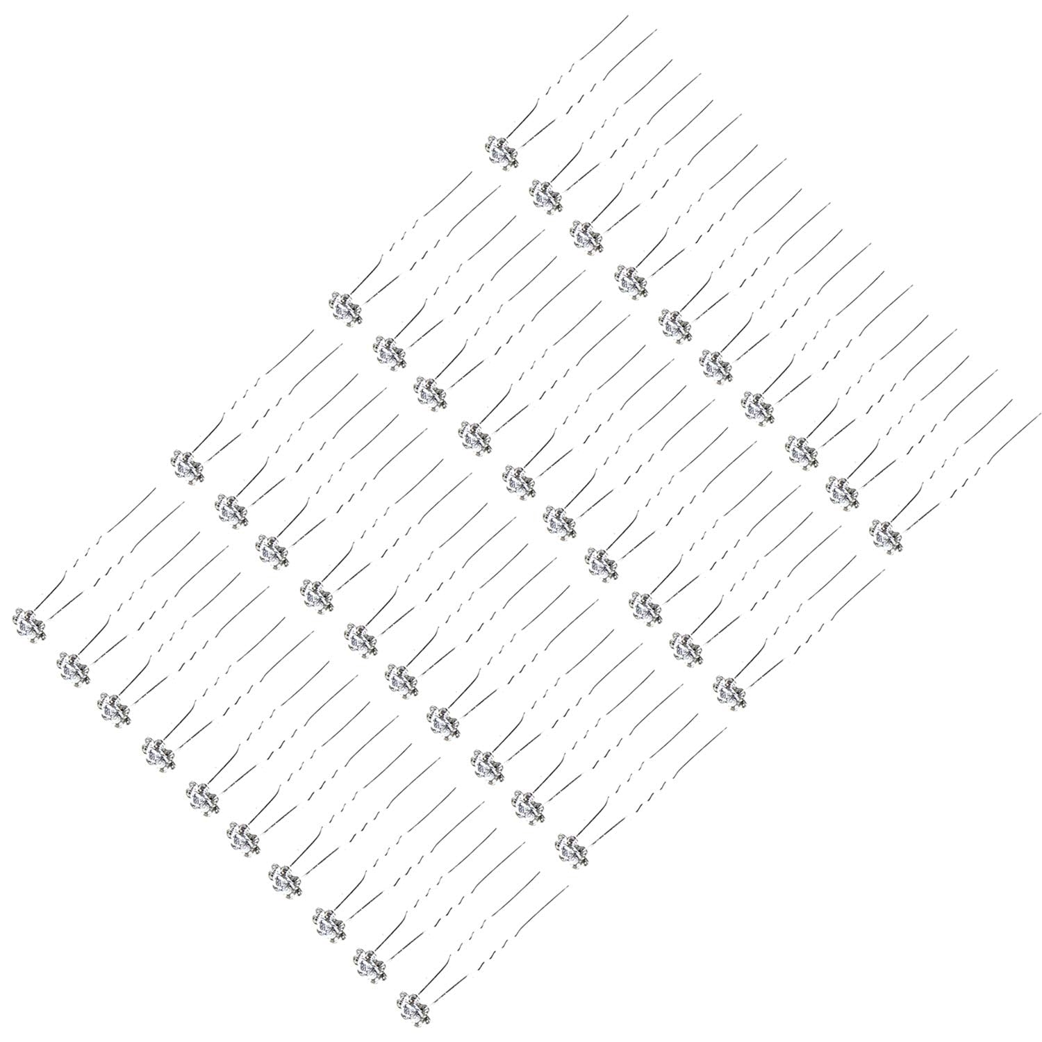 Betiteto 40 Pcs U-Shaped Flower Rhinestone Hair Pins Crystal Hair Accessories For Bridal Wedding Party Girls' Sweet Sixteen (Whi
