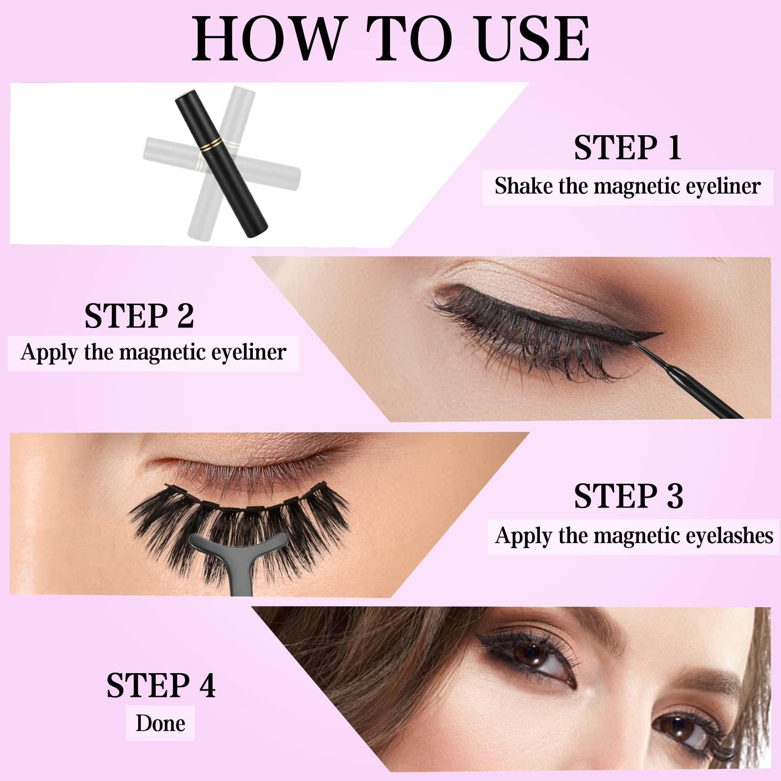 Magnetic Eyelashes And Eyeliner Kit, 12 Pairs Reusable Magnetic Lashes With Eyeliner And Tweezers, 3D Natural Look False Eyelash