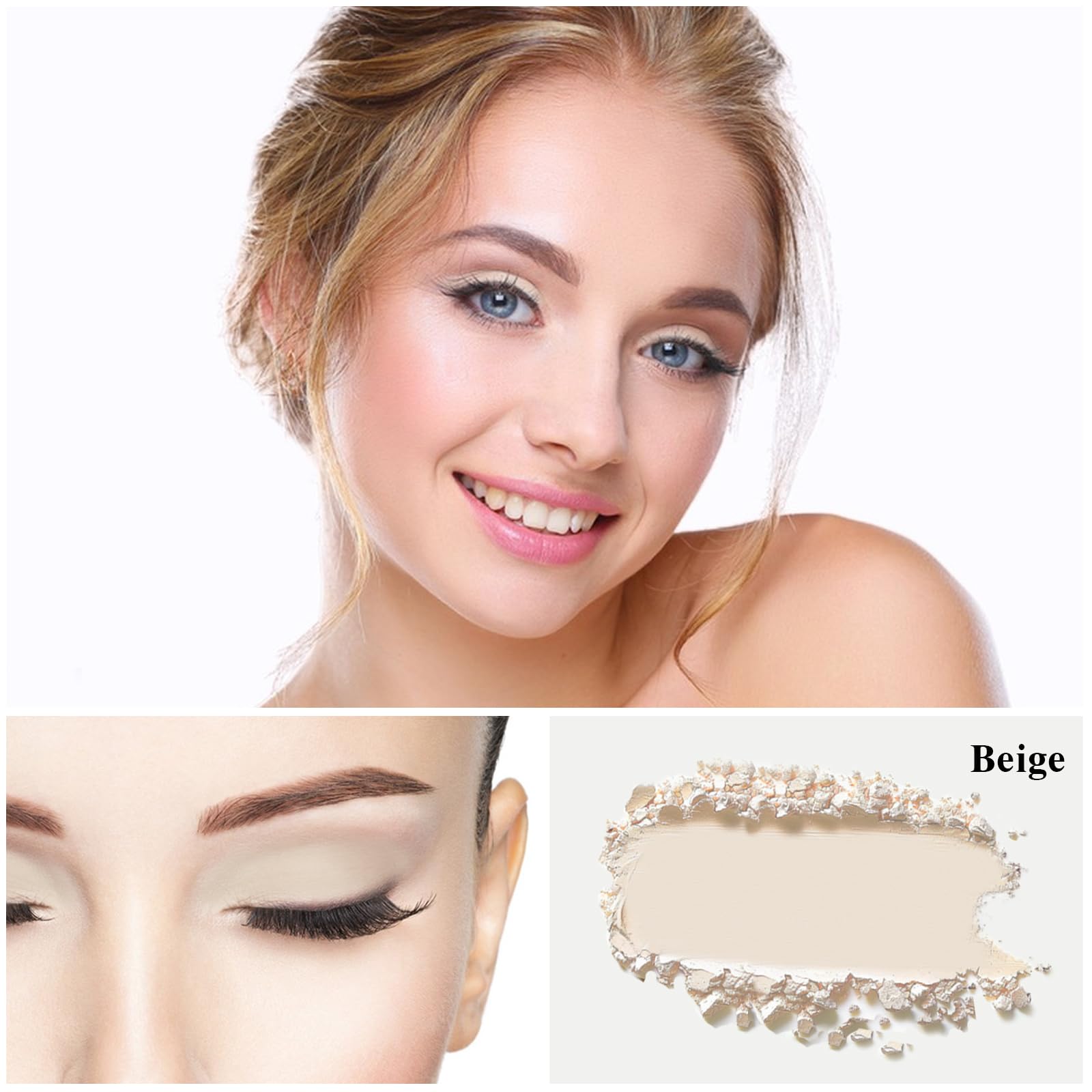 Meicoly Off White Single Eyeshadow With Mirror,Beige Matte Eye Shadow For Halloween Makeup,Pressed Powder Eyeshadow,Matte Shade
