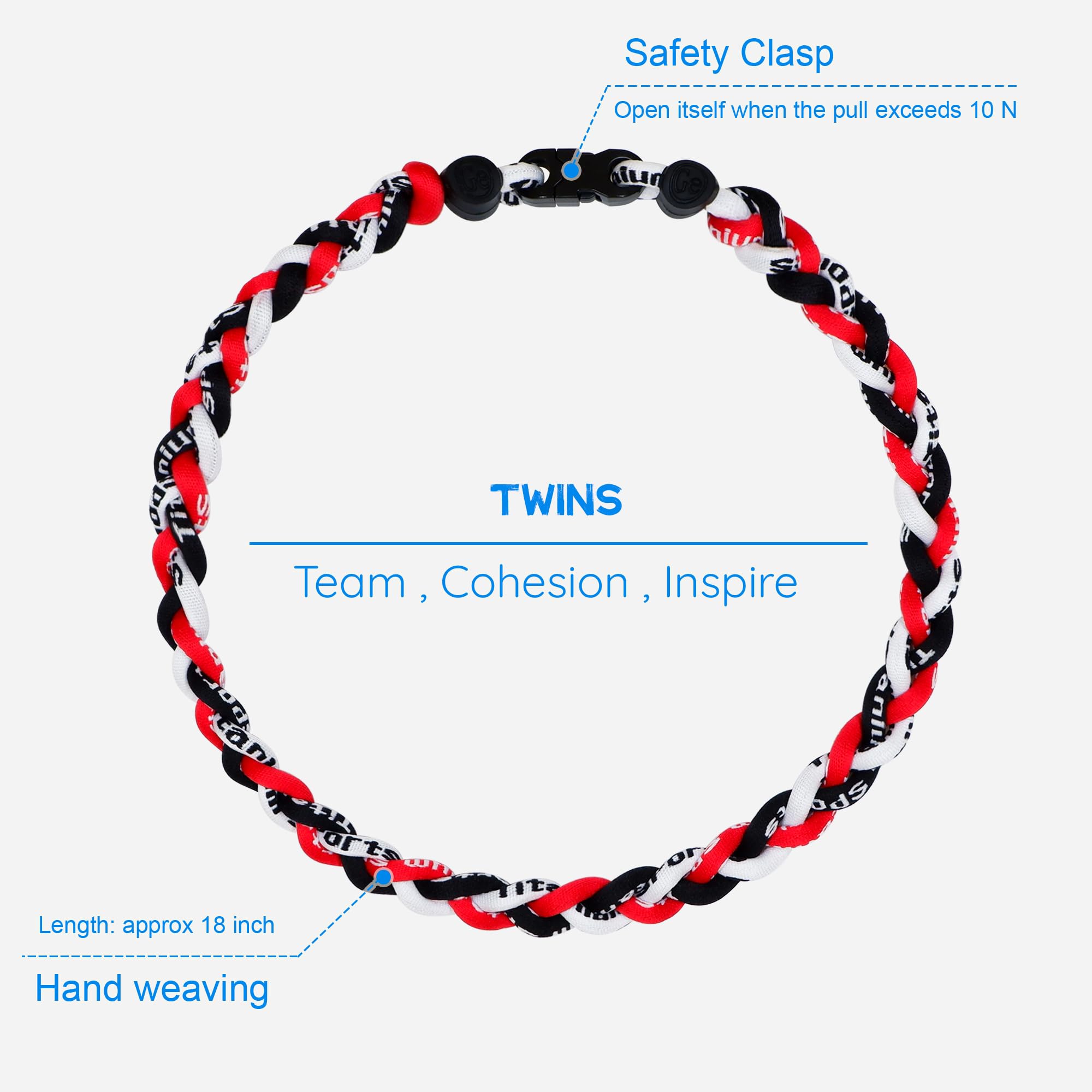 SUPBOMM Baseball Rope Necklaces, League Team Colors Braided Necklace, Baseball Team Gifts, Twins