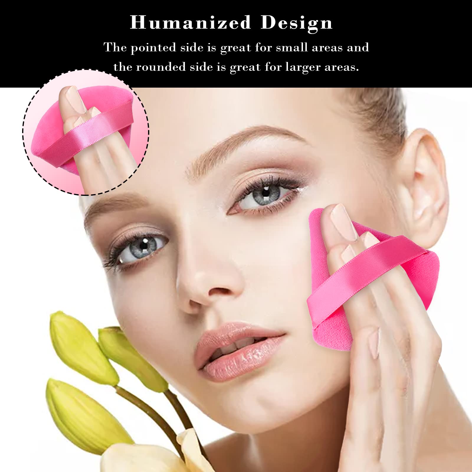 Rareius 8Pcs Triangular Powder Puff Face Soft Velvet Makeup Puff For Loose Powder Body Powder Makeup Sponge For Contouring Wet D