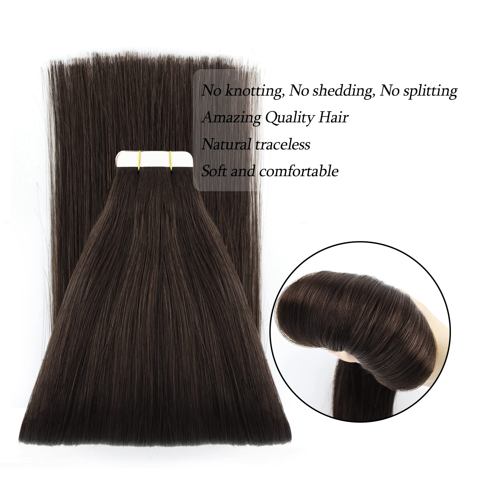 Abh Amazingbeauty Hair Semi-Permanent Tape Attached Real Remi Remy Tape In Hair Extensions Human Hair 50G 20Pcs Invisible Seamle