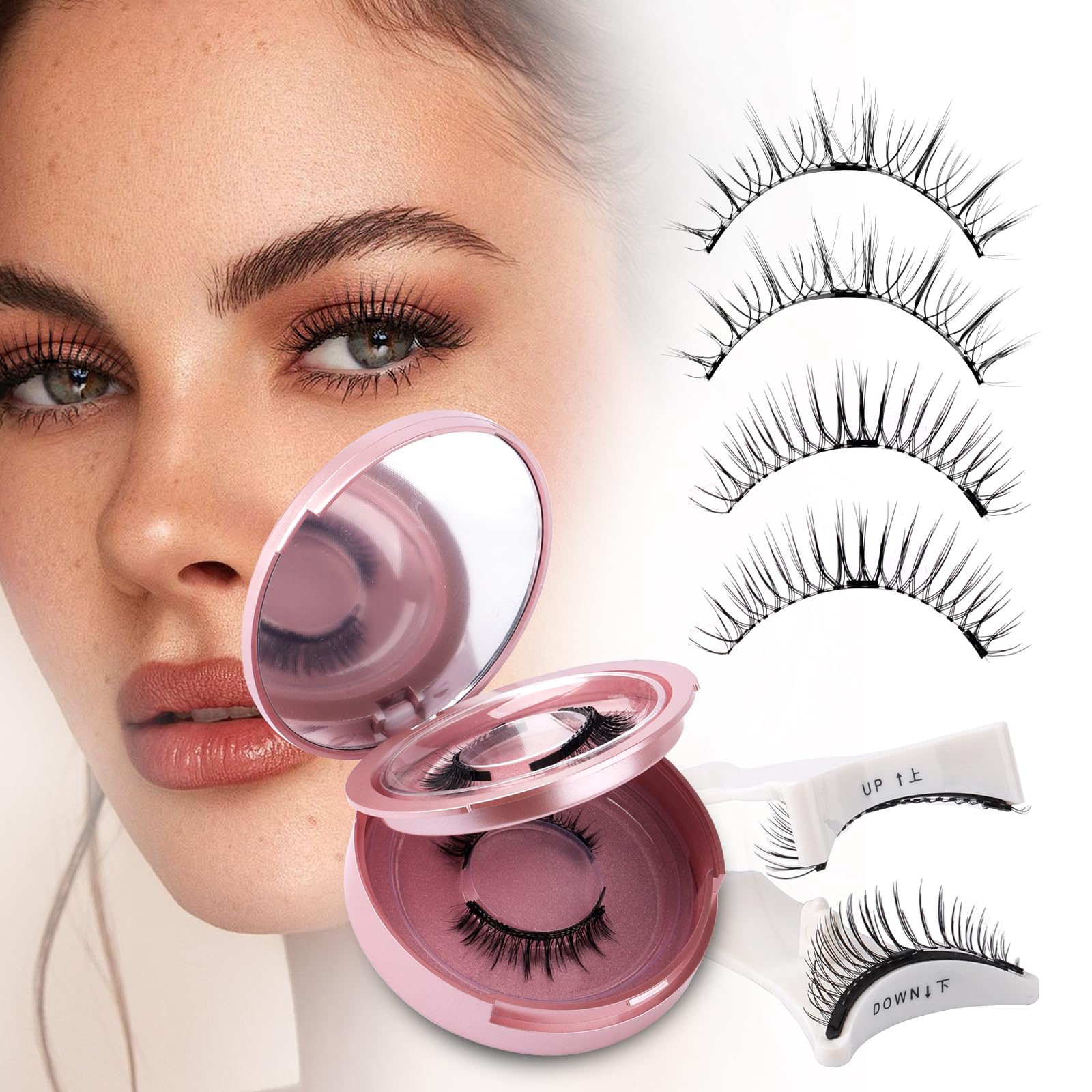 Magnetic Eyelashes With Applicator No Glue Reusable Magnetic Lashes Natural Lightweight Soft Magnetic Eyelash Wispy Easy To Use,
