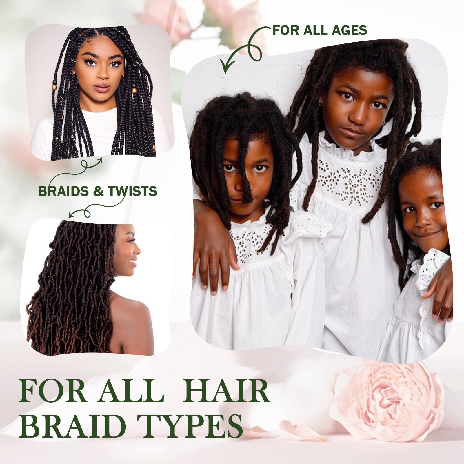 6.8 Fl Oz Braid Spray Rose Mint For Dreads, Dreadlocks, Locks Spray Rose Water Braid Spray For Itchy Scalp, Shine & Lightweight