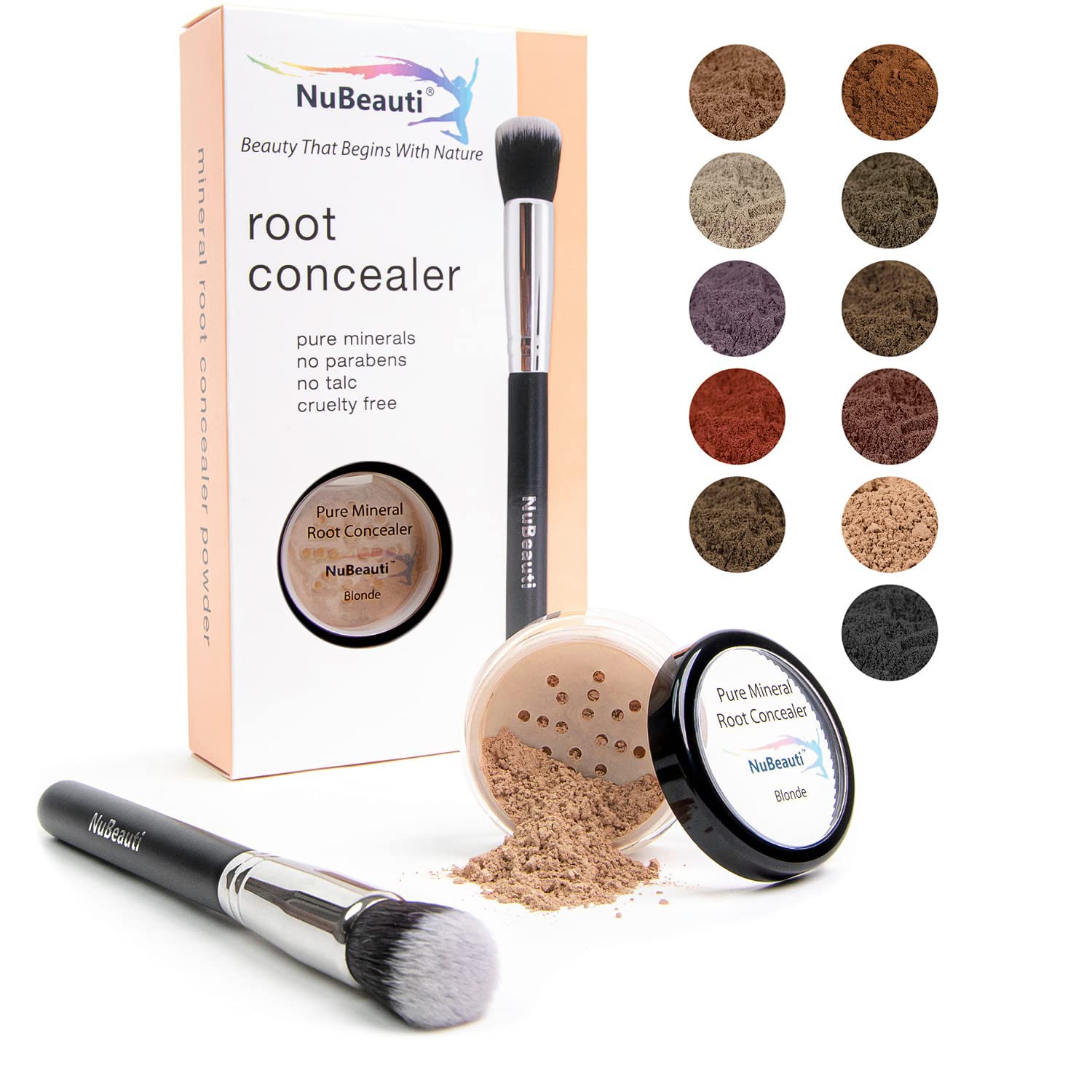 Root Touch Up And Concealer Powder - 11 True-To-Nature Shades - Zero Fragrance, Talc Or Parabens - Hairline Powder With Brush By