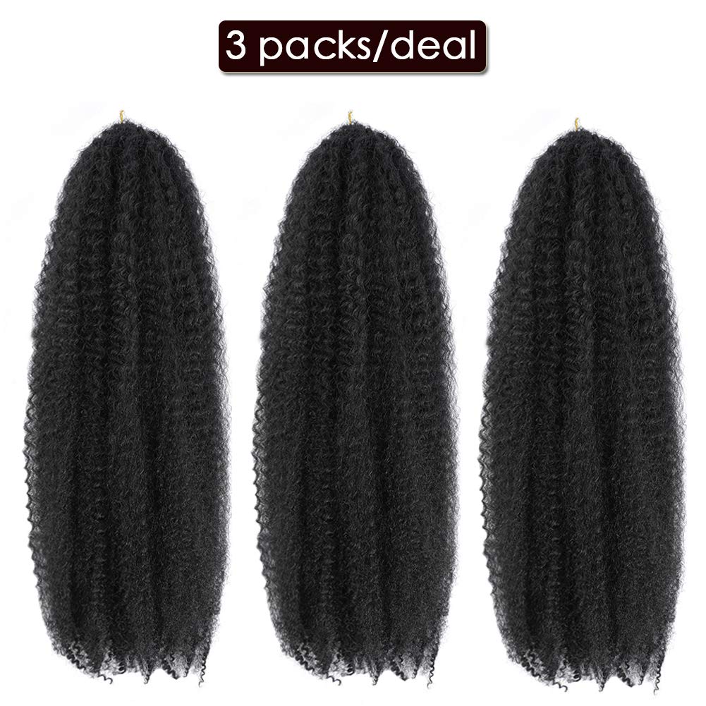 Dansama Marley Hair 24 Inch Marley Twist Braiding Hair Fluffy Marley Hair For Faux Locs Curly Braiding Hair Extensions (24 Inch