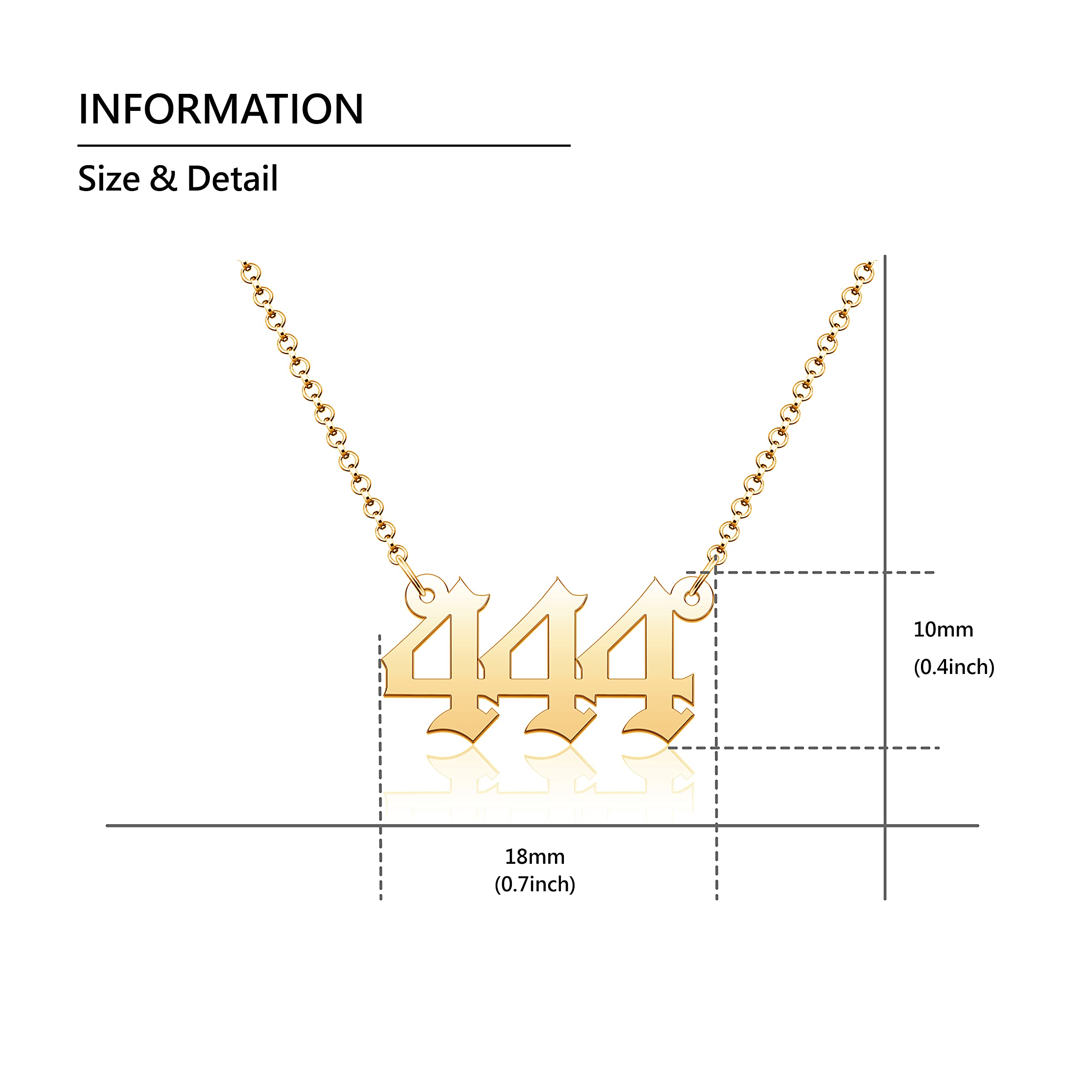 CoolJewelry Angel Number Necklace for Women 111 222 333 444 555 666 777 888 999 Old English Numerology Stainless Steel Necklace
