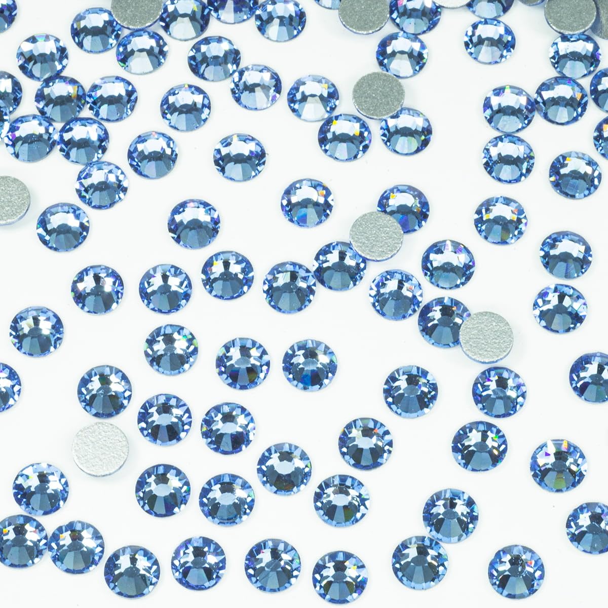 1440pcs SS16 Light Blue Nail Rhinestones Bulk Sky Blue Nail Art Round Crystals K9 Glass Flatback Gems Beads Stones Diamonds Glue