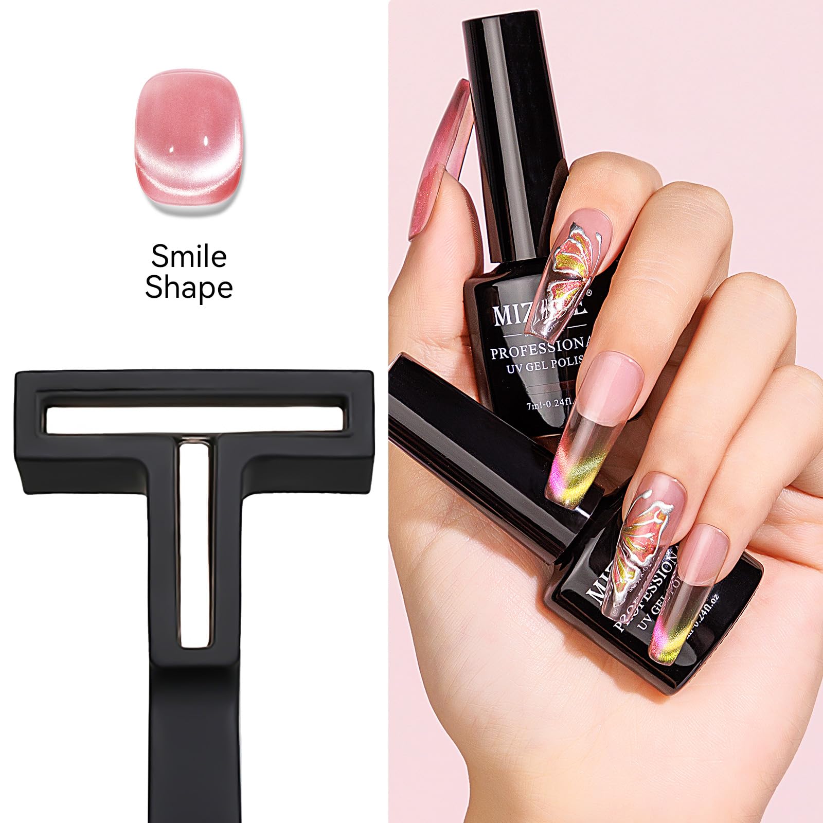 Mizhse Nail Magnet Tool: 5 In 1 Magnetic For Cat Eye Nails, Multi-Function Magnet Stick 3D Magnetic Cat Eye Gel Polish, Nail Art