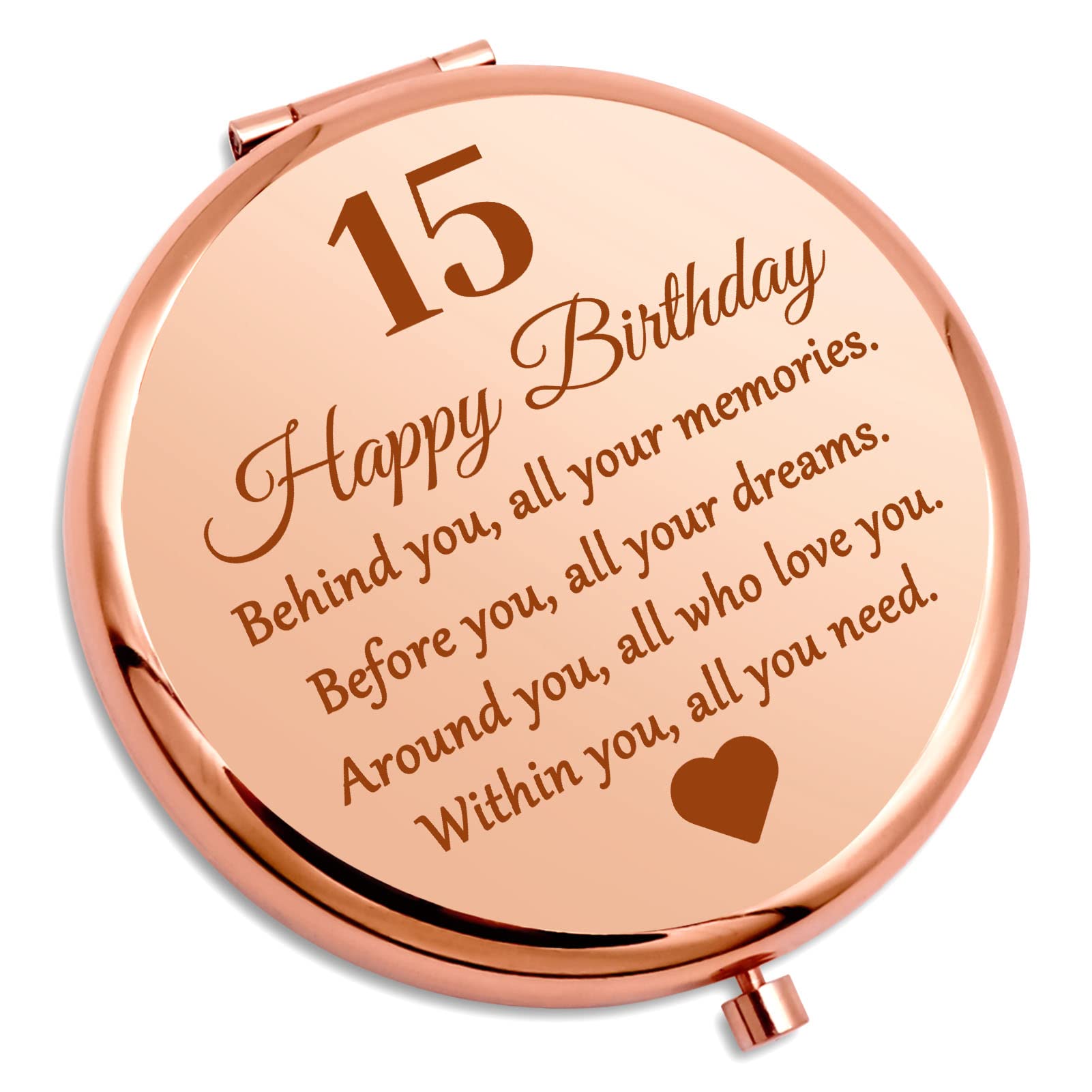 Gevody 15Th Birthday Compact Makeup Mirror, Round Stainless Steel Mirror With Tabletop Mount, Portable And Lightweight, Ideal Fo