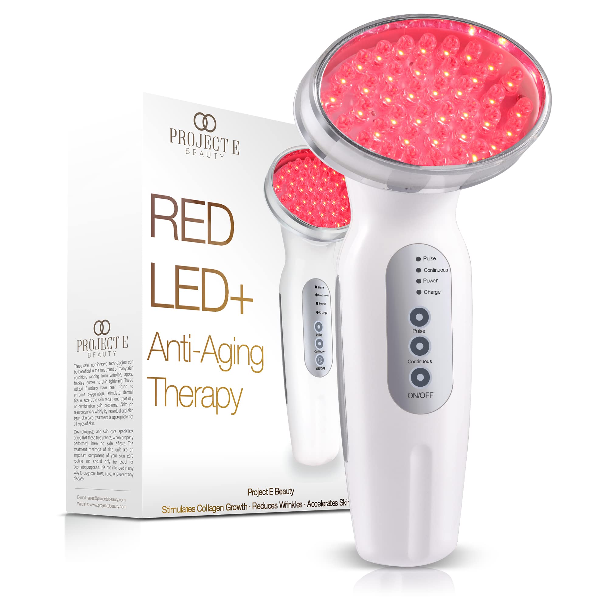 RED LED+ Anti-Aging Therapy by Project E Beauty | Collagen Boosting | Instant Firming and Lifting | Reduces Fine Lines & Wrinkle