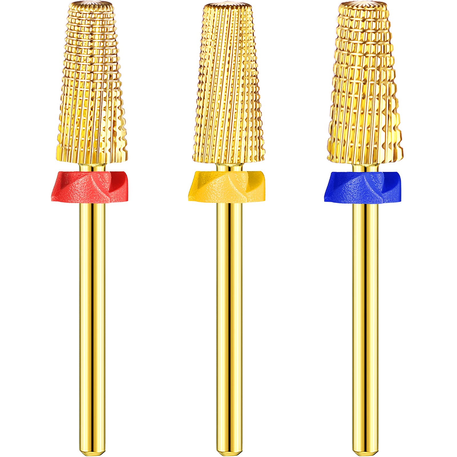 Honoson 3 Pcs Carbide 5 in 1 Nail Drill Bit Set Two Way Rotate Use for Both Left and Right Handed