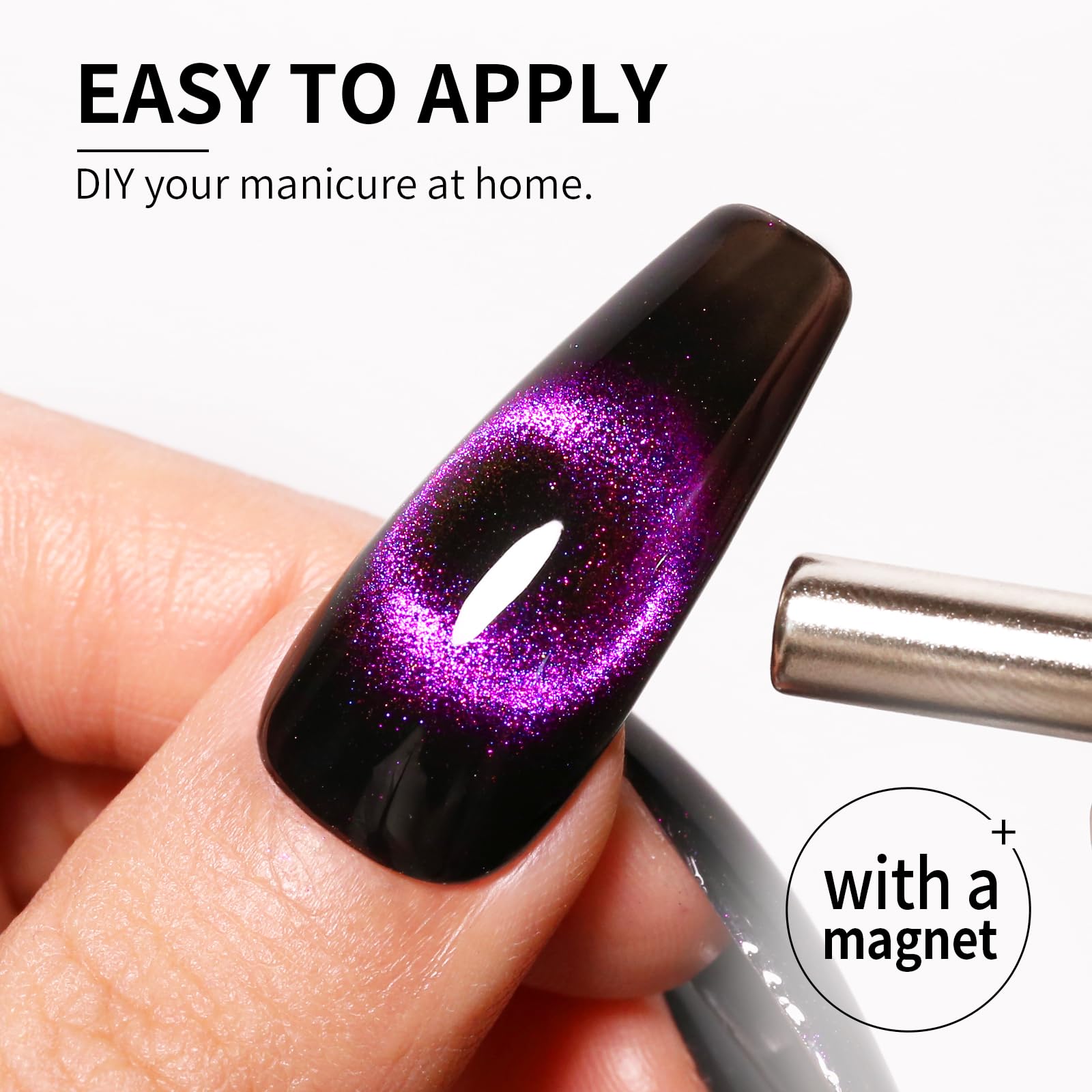 Firedeep 9D Cat Eye Gel Nail Polish 16Ml Galaxy Deep Purple Chameleon Gel Polish Led/Uv Soak Off Nail Polish Kit With Magnet