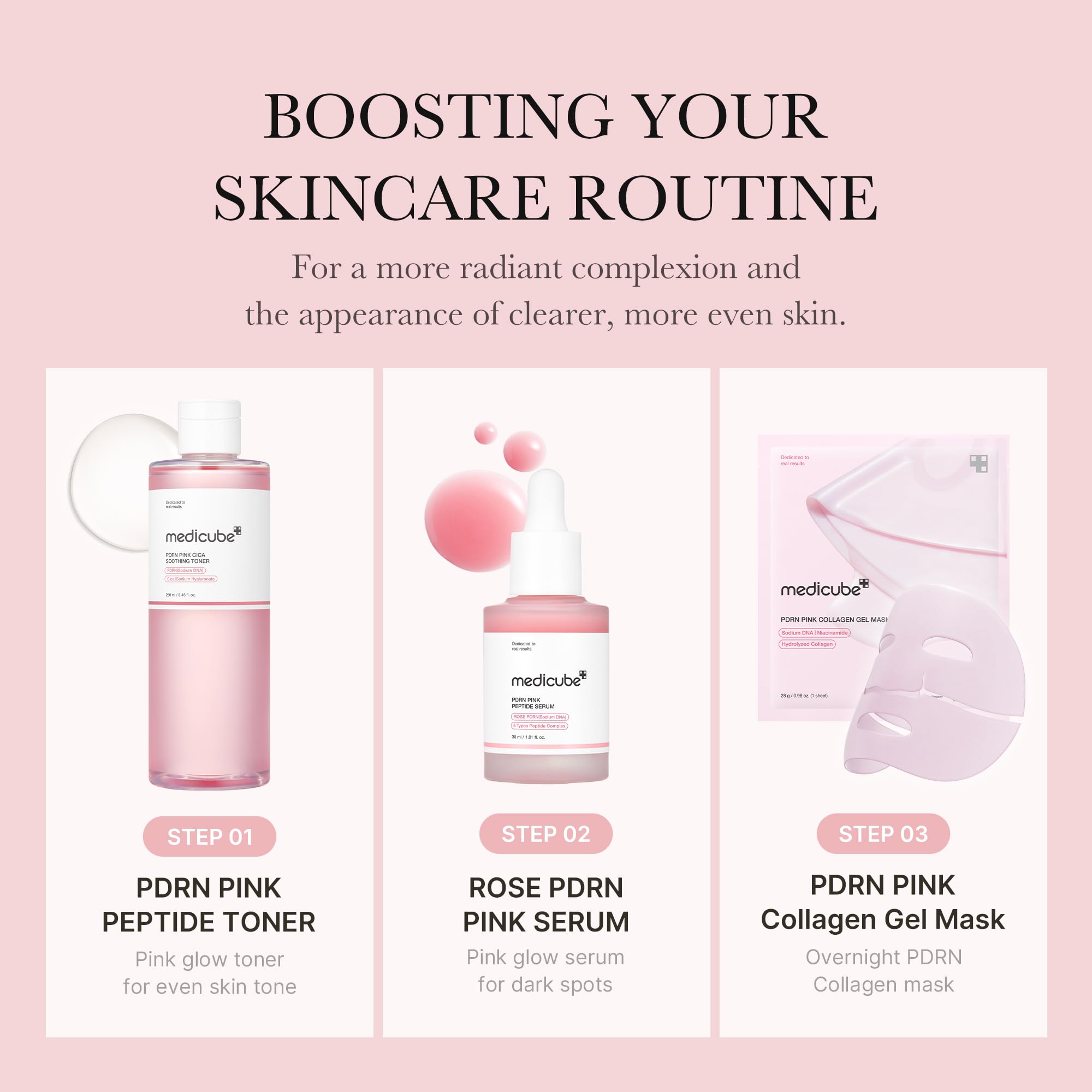 Medicube Salmon DNA PDRN Pink CICA Soothing Toner I Pink Glow Toner for Skin Boosting, Soothing and Calming, Uneven Skin Tone, P