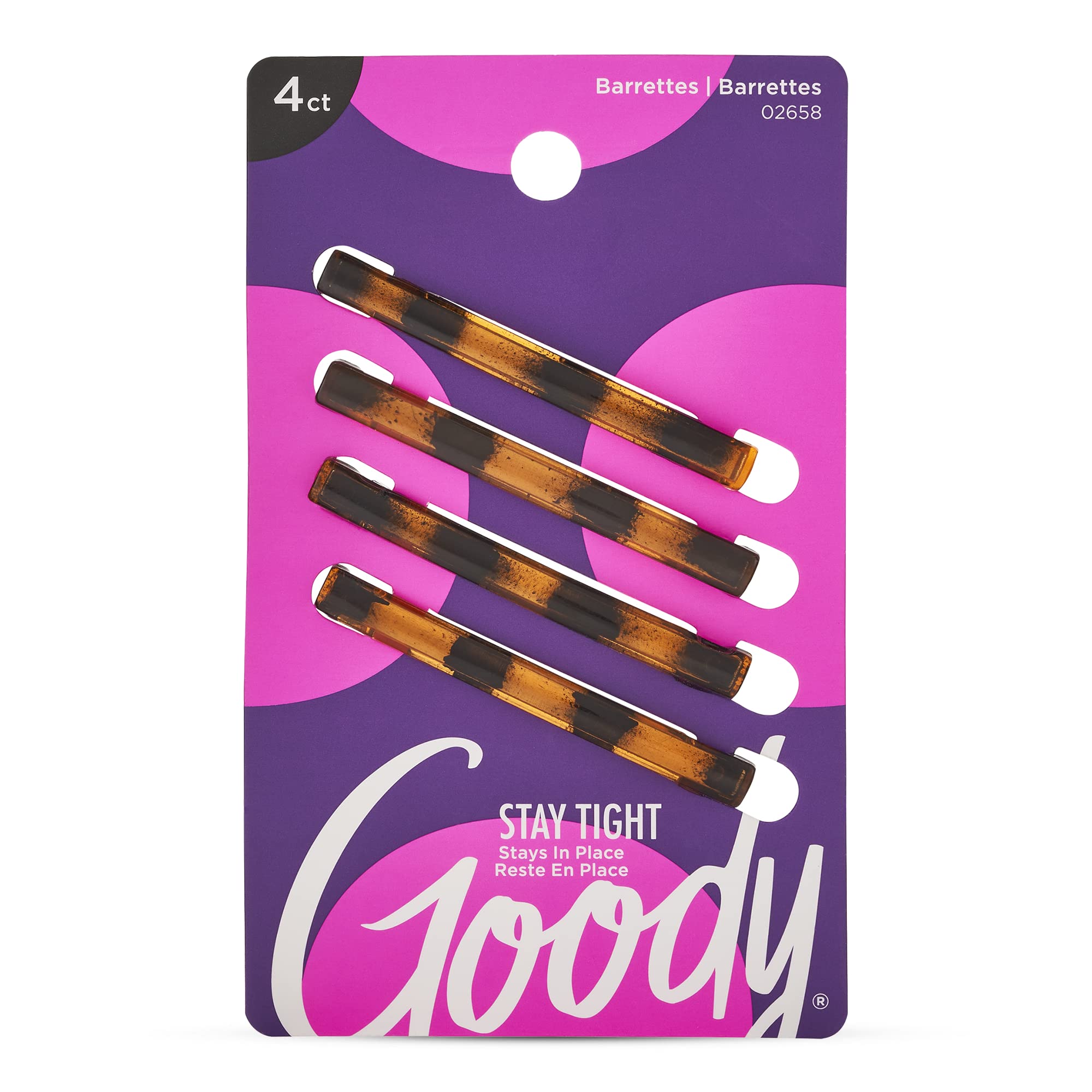 Goody Hair Barrettes Clips - 4 Count, Mock Tort - Slideproof and Lock-In Place - Suitable for All Hair Types - Pain-Free Hair Ac