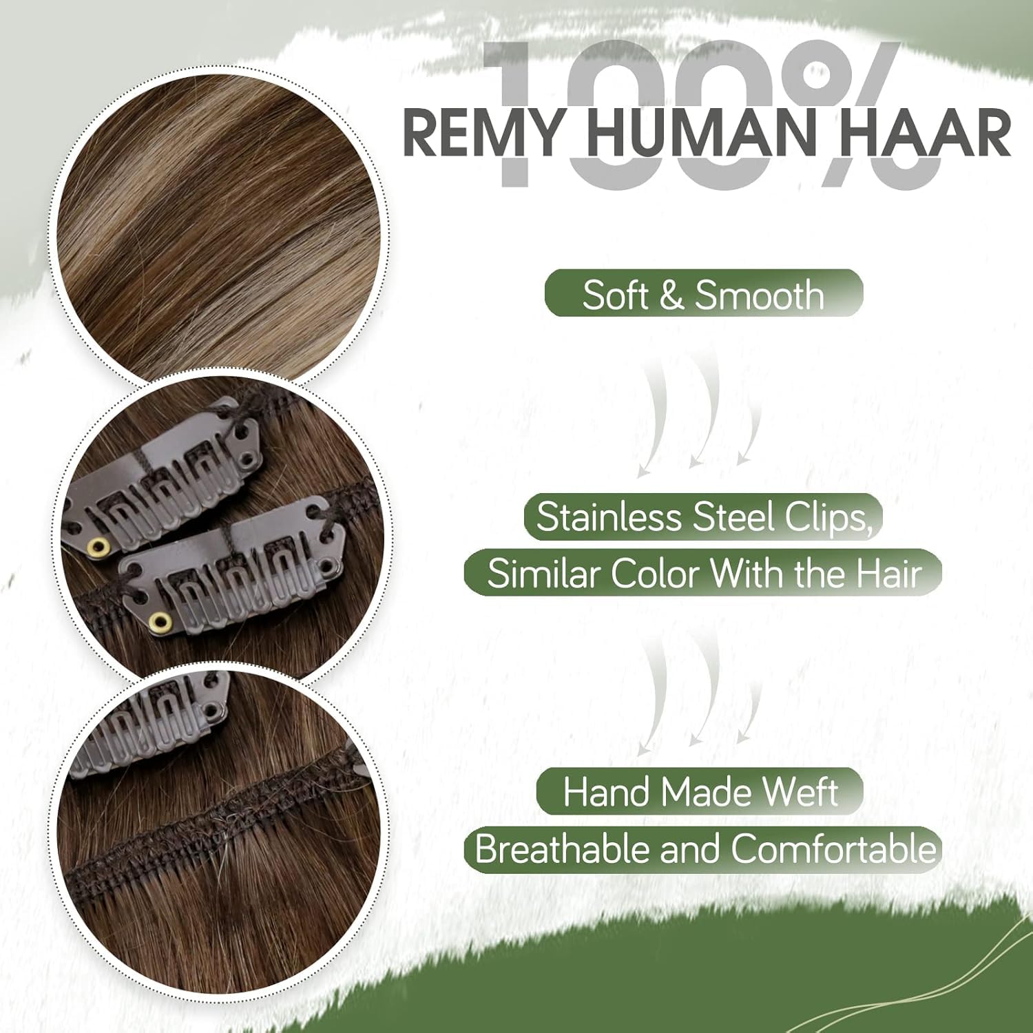 Hetto Balayage Brown Hair Extensions Clip In Human Hair Dark Brown To Caramel Blonde And Brown Human Hair Clip In Extensions 20
