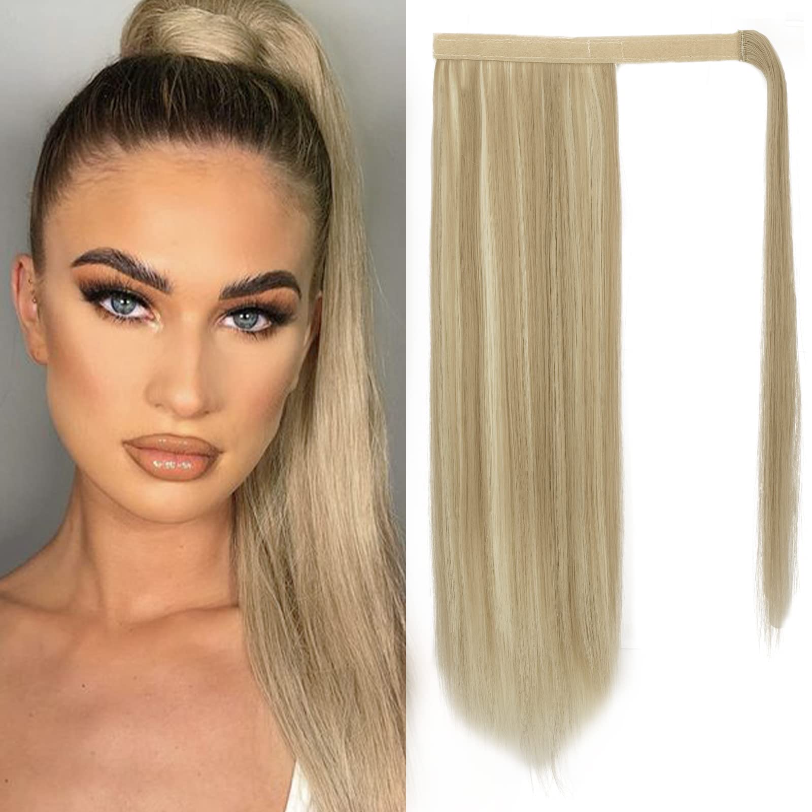 BARSDAR 20 In Straight Ponytail Extension Long Straight Wrap Around Clip in Synthetic Ponytail Hair Extensions Hairpieces for Wo
