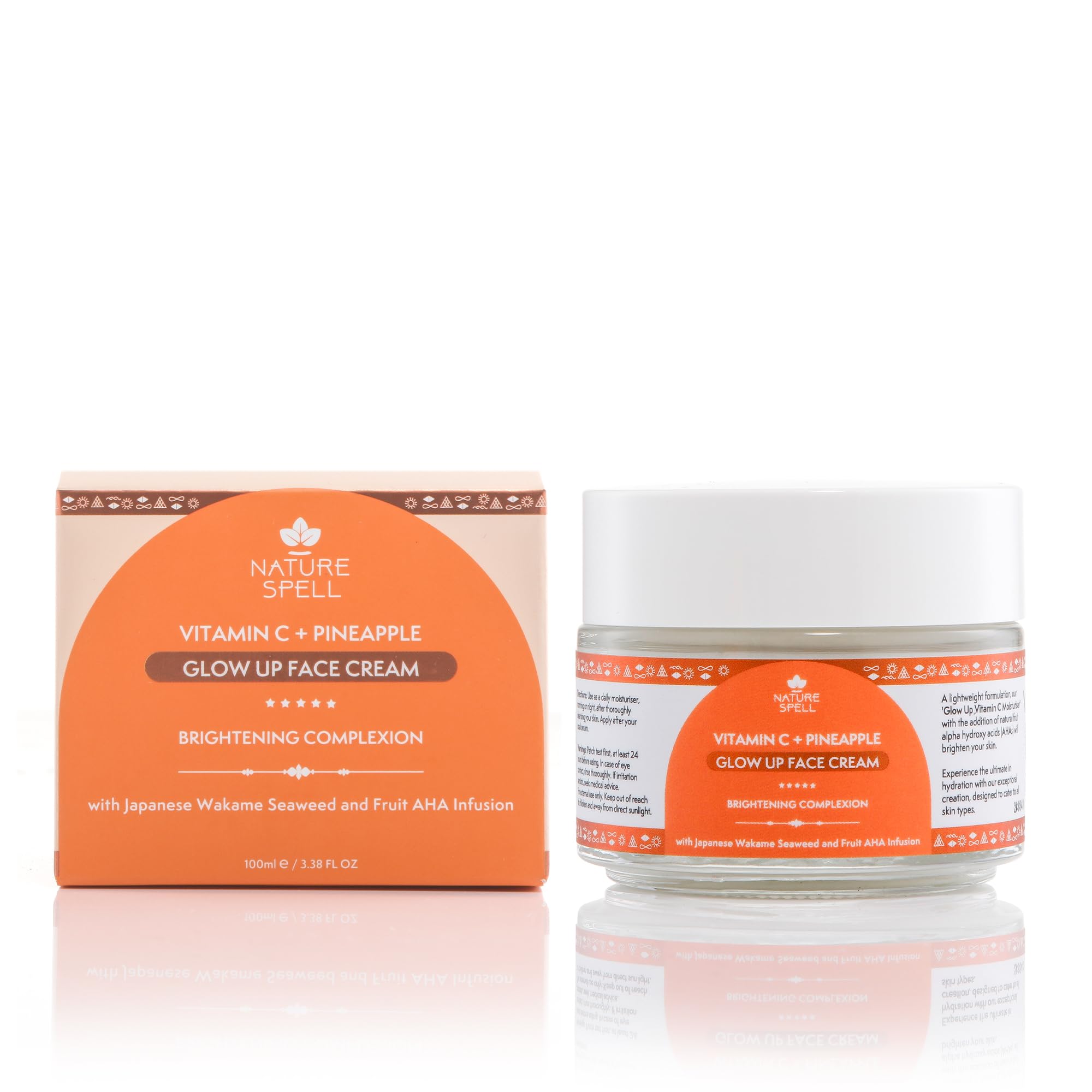 Nature Spell Vitamin C Face Cream Moisturiser 100 ml - Brightening Face Cream - Infused with Japanese Wakame Seaweed- Targets Da