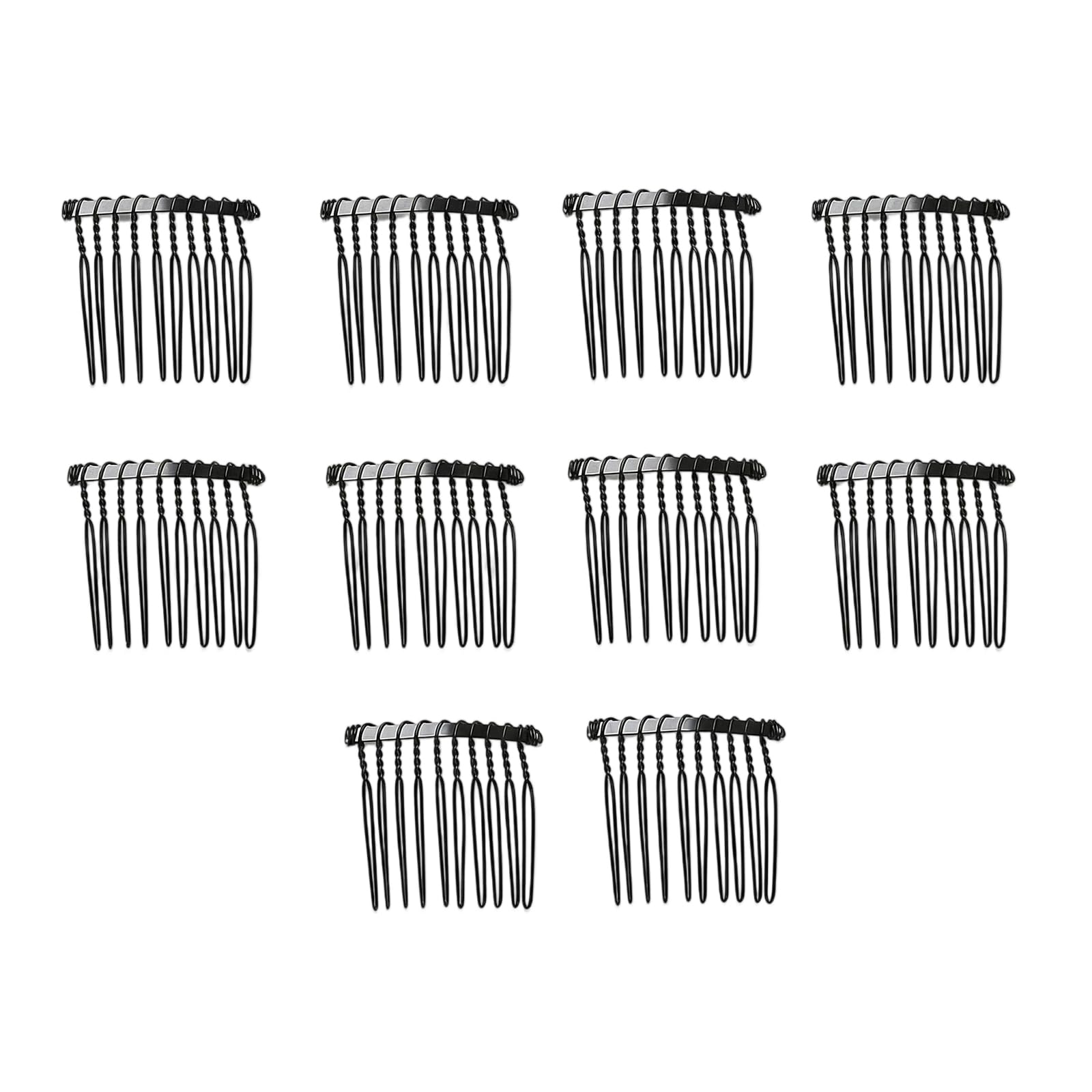ASTRQLE 10 Pcs 10 Teeth Black Metal Wire Side Hair Combs for Women Girls