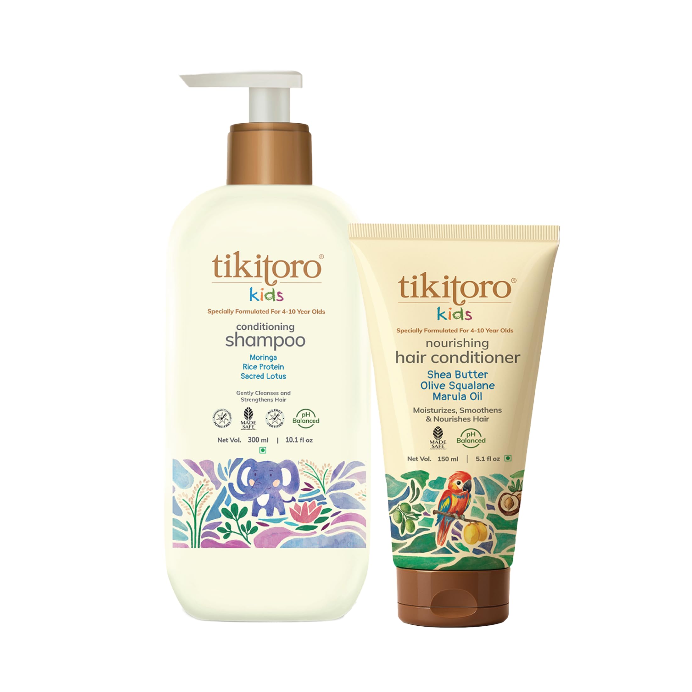 Tikitoro Kids Cleanse & Condition Duo | Nourishing Shampoo & Conditioner Set | Gentle Cleansing, Detangling & Frizz Control | No