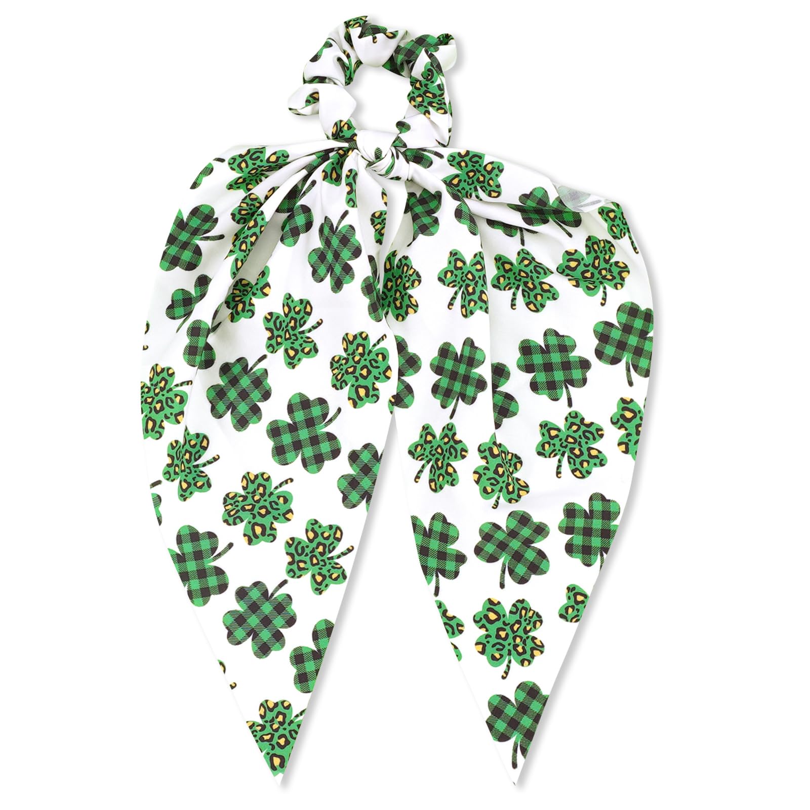 Shamrock Hair Ties St.Patricks Day Hair Scrunchies for Women Teen Girls Lucky Leaf Green Clover Hair Tie Irish Ribbon Hair Bows