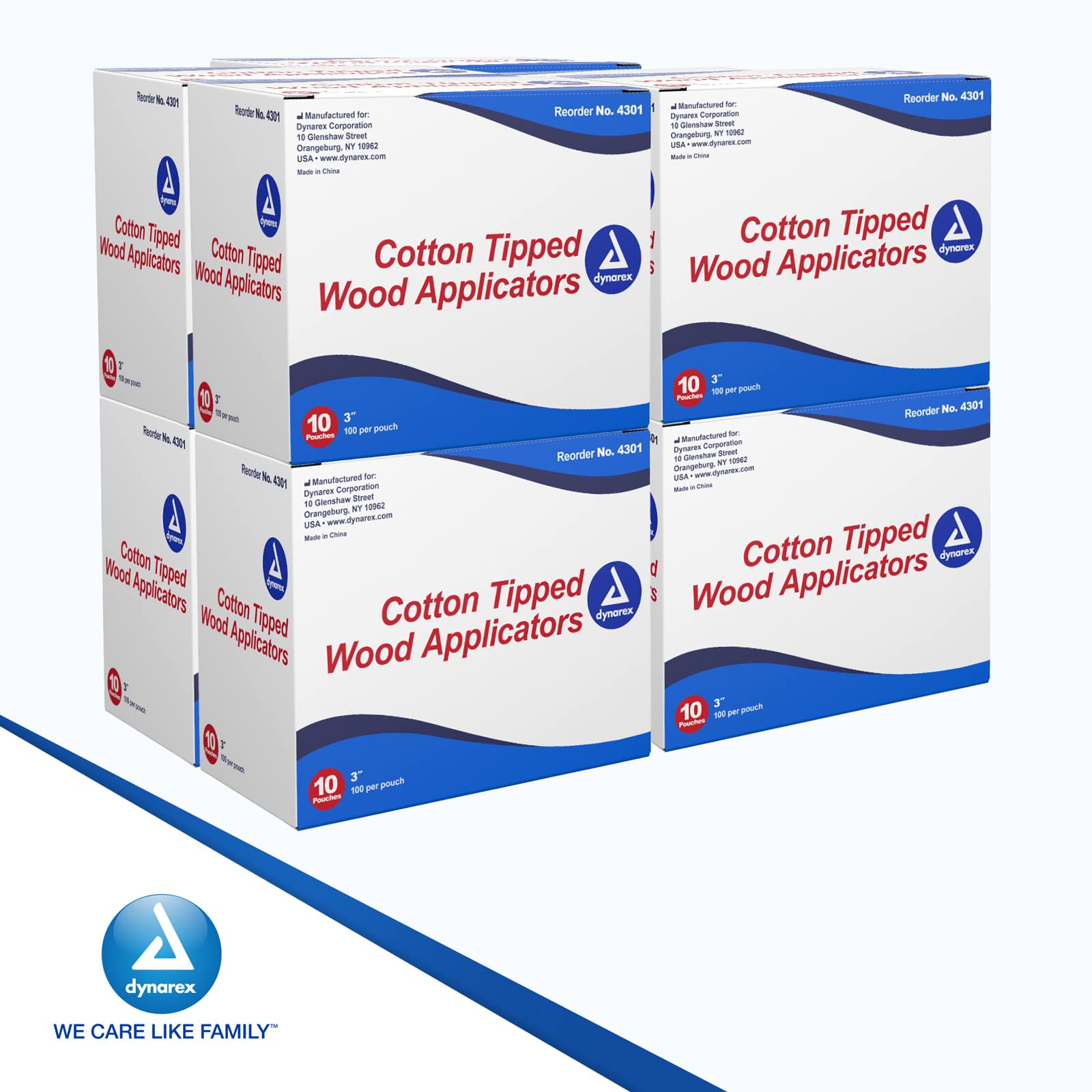 Dynarex 3-Inch Non-Sterile Cotton Tipped Applicators - Single-Use Wooden Cotton Tip Applicators For Wound Care, Hygiene, Makeup,