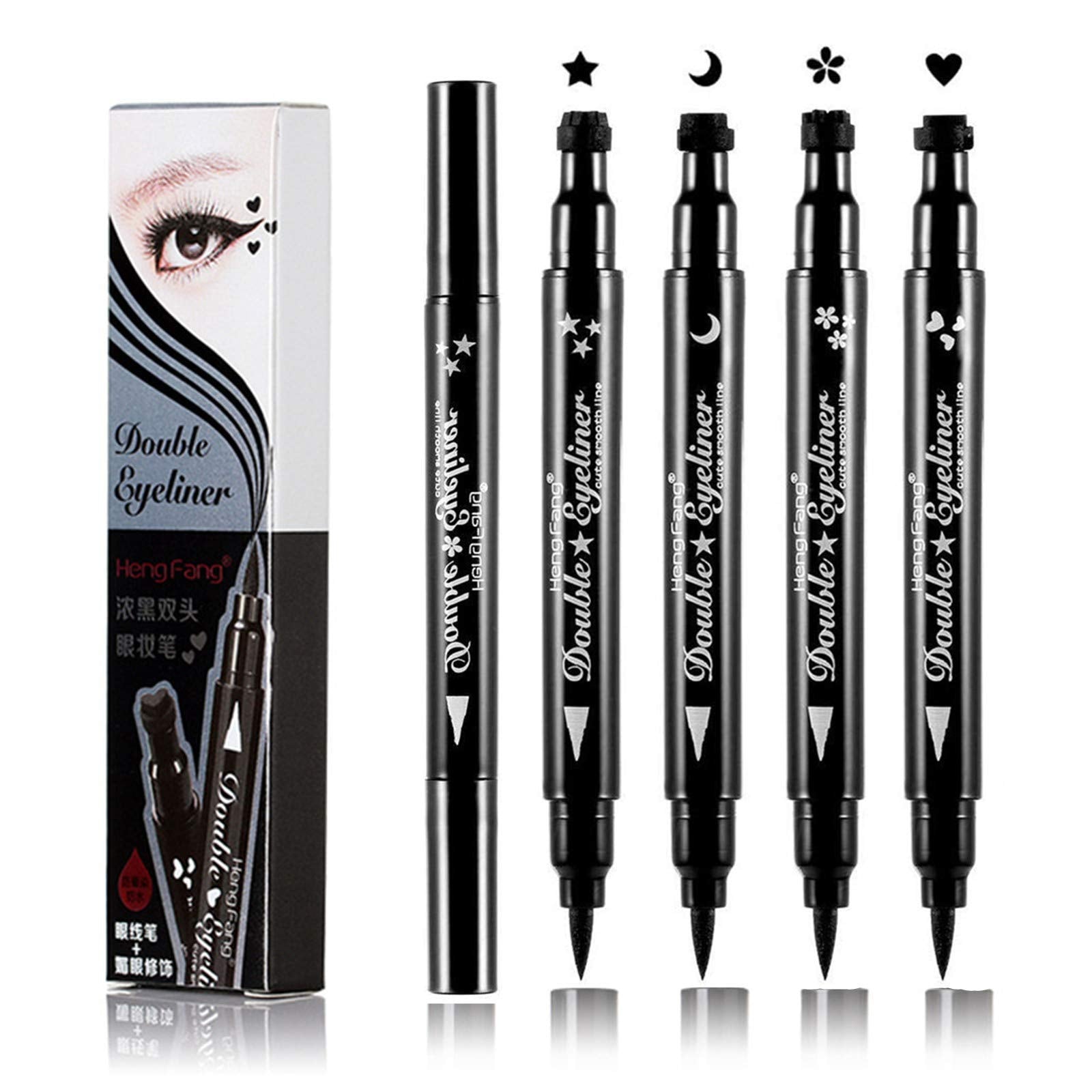 Lgszgdcn Double-Headed Eyeliner Stamp Winged,Waterproof And Smudge Proof 4 Pens Eyeliner Stamp. Perfect Wing Cat Eye Stamp, Long