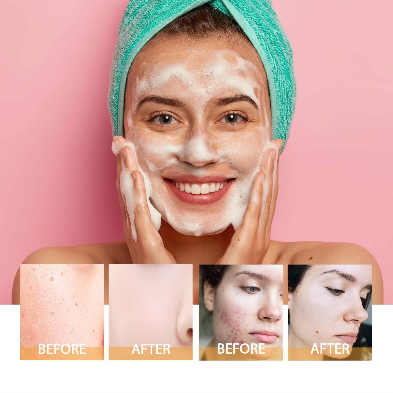 Jiskg Turmeric Glow Wash Face Wash With Brush, Deep Cleansing Scrub Exfoliating Turmeric Foaming Facial Cleanser For All Skin. (