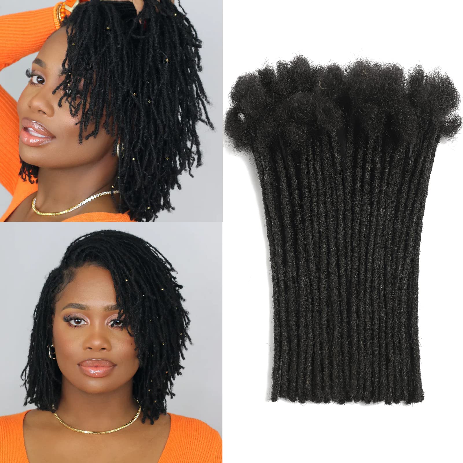 Loc Extension Human Hair 6inch 0.2cm Width 100% Permanent Dreadlocks Extension huamn hair Can Be Dyed Bleached Curled Handmade l