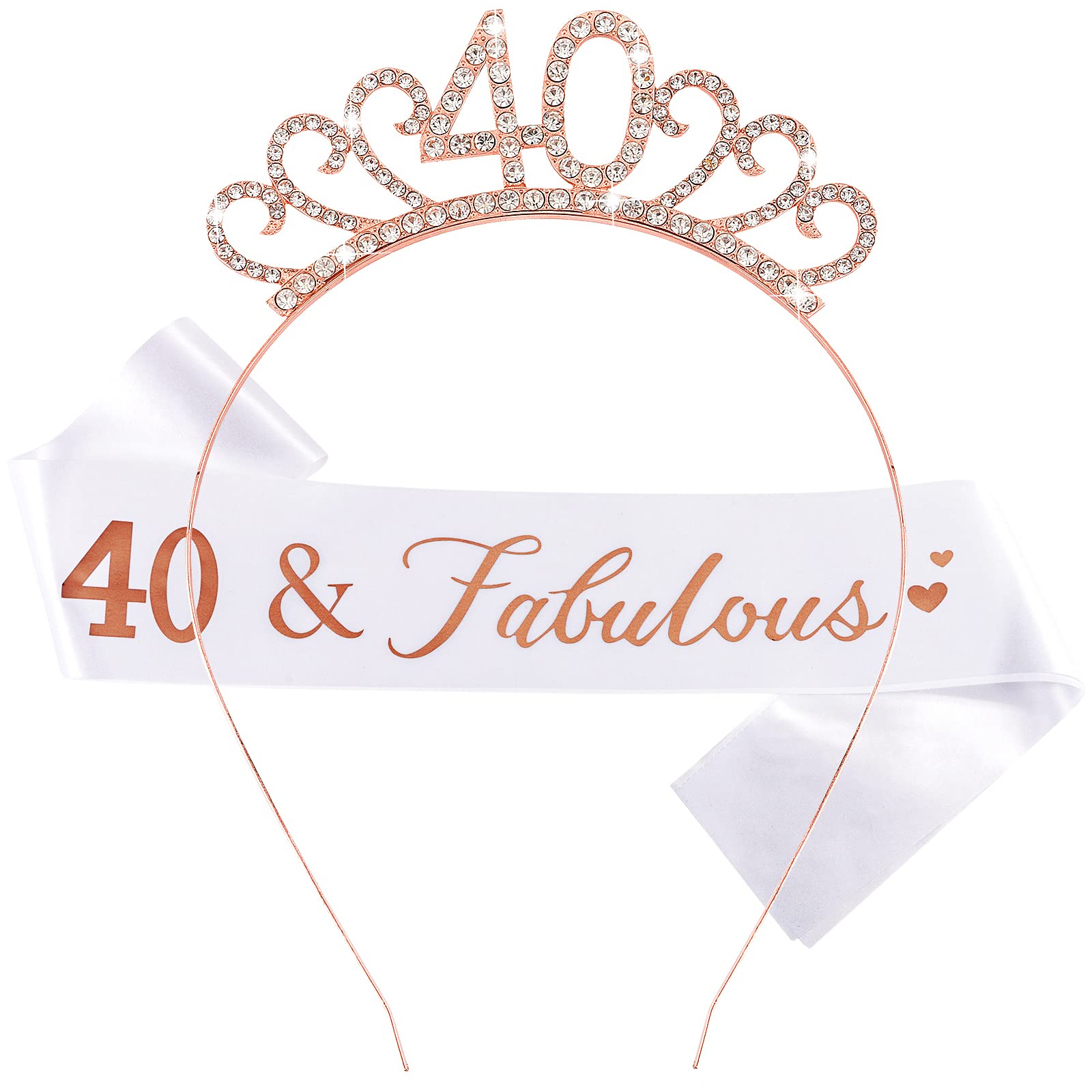 CIEHER 40th Birthday Tiara and Sash Set for Women - Fabulous Crown, Birthday Party Favor Supplies and Decorations