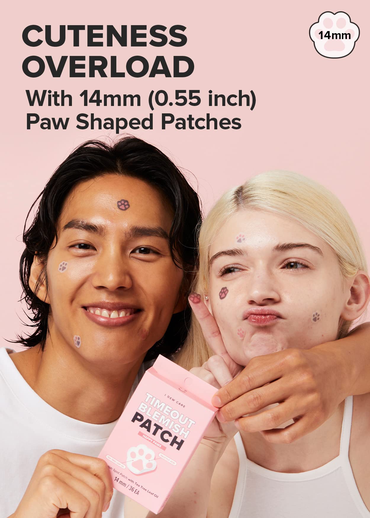 I Dew Care Hydrocolloid Acne Pimple Patch - Timeout Blemish Happy Paws | Korean Cute Acne Patches | Zit Patches For Face And Ski