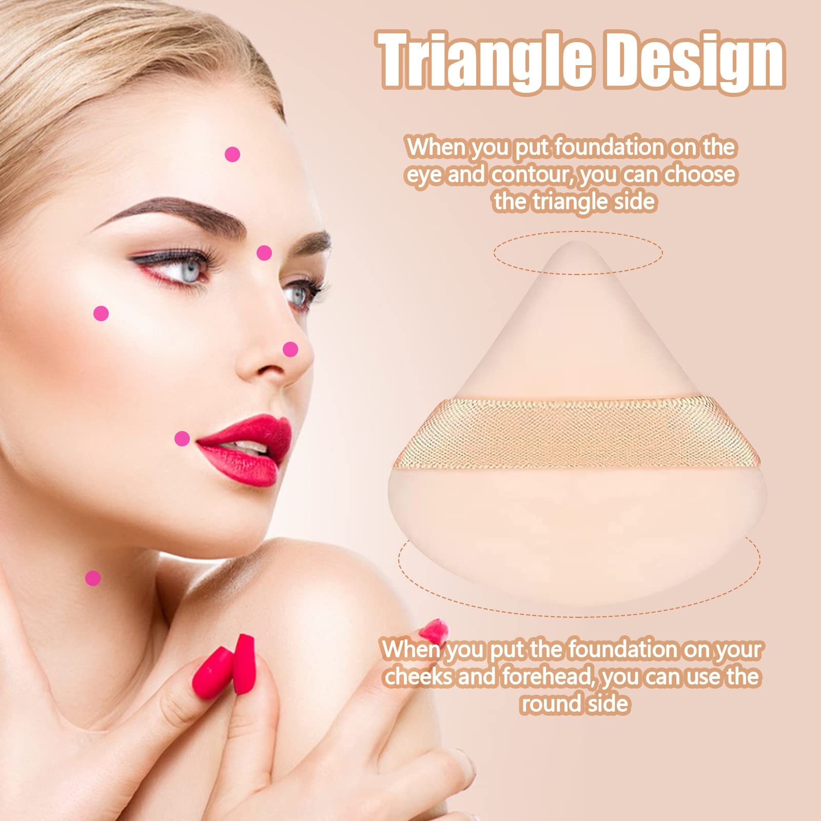 Pimoys 6 Pieces Powder Puff Face Triangle Makeup Sponge Soft Powder Puffs for Loose Powder Beauty Blender Foundation Sponge Sett