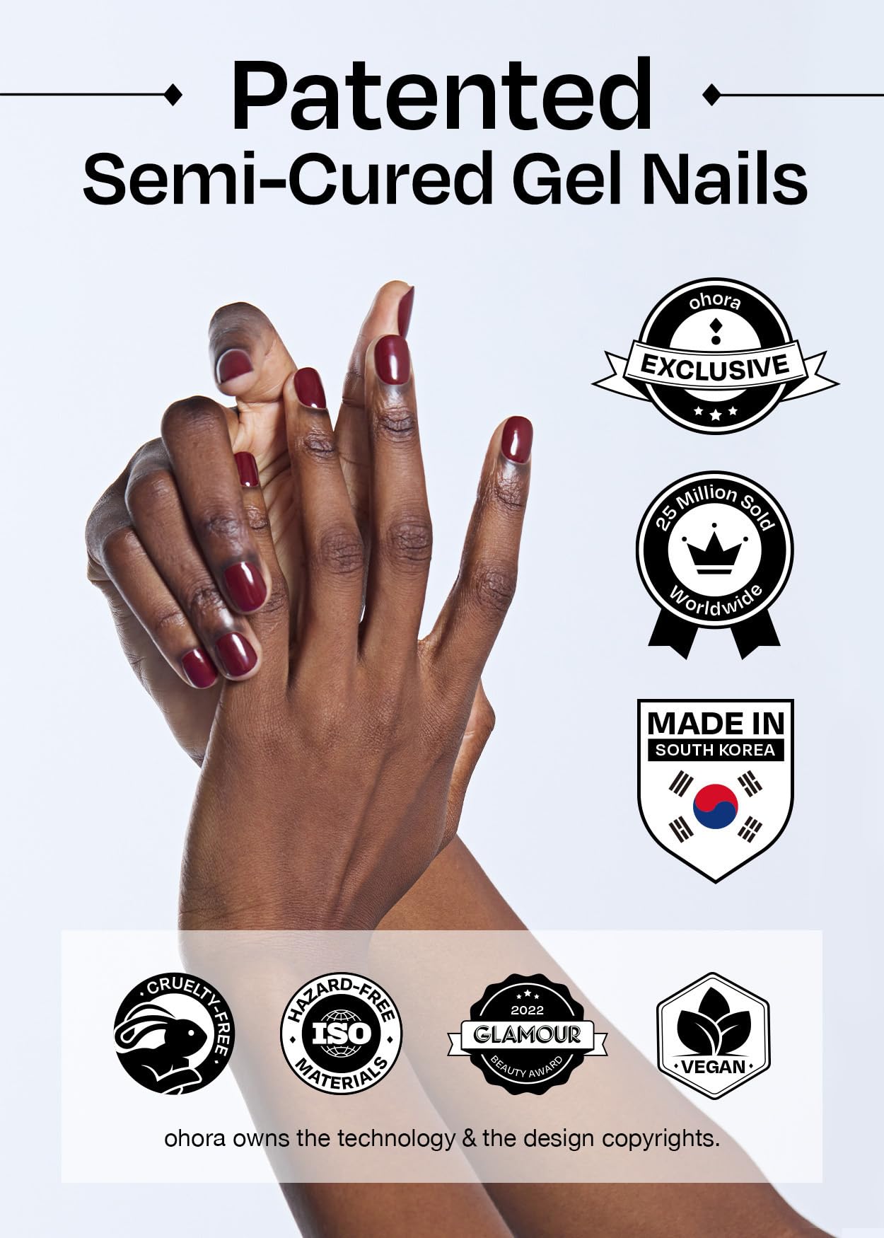 Ohora Gift Set - Semicure Gel Nail, Pedi Strips - The Berry Trio - N Bare Plum, N Blueberry Jam, N Ash Pink - Long-Lasting And S