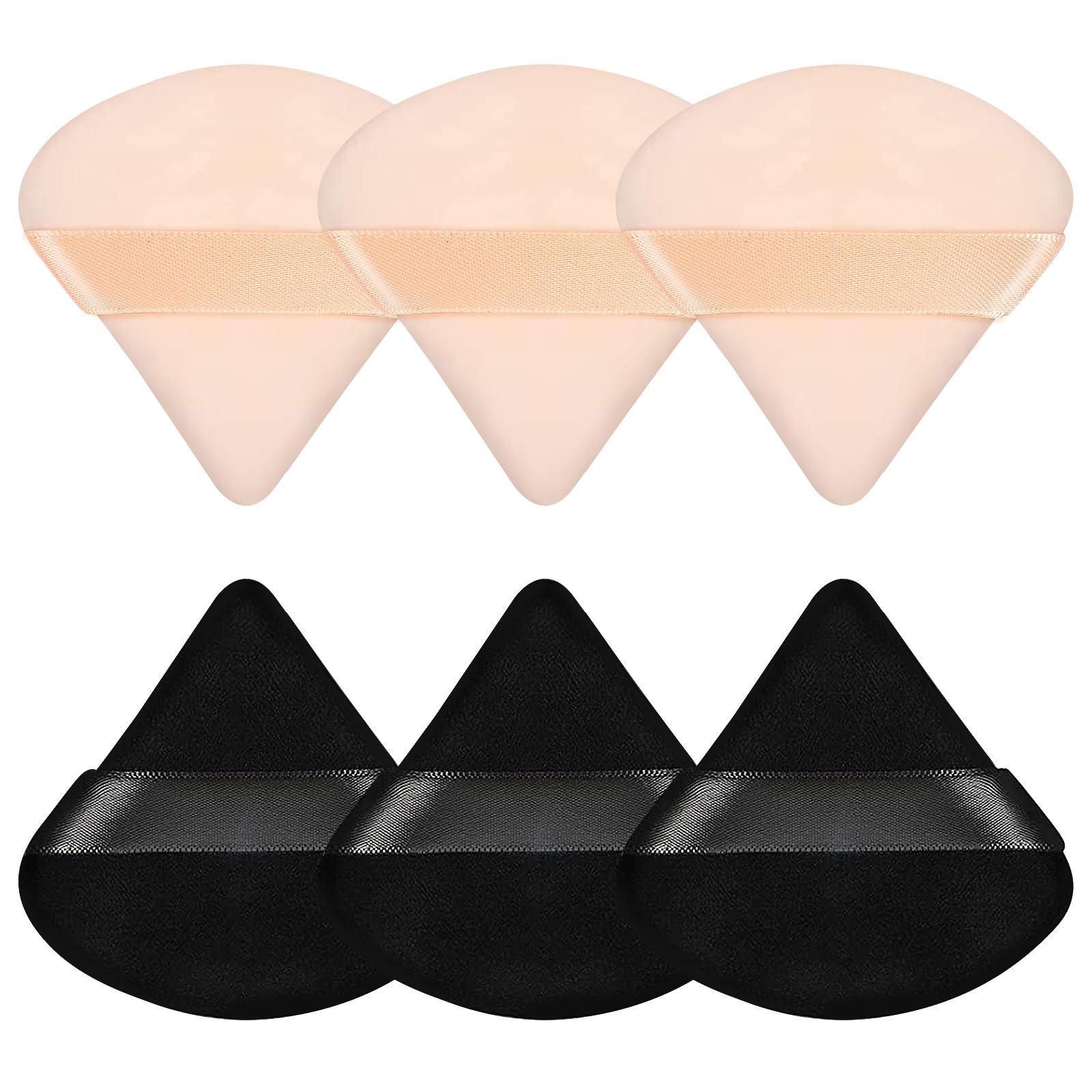 Pimoys 6 Pieces Powder Puff Face Triangle Makeup Sponge Soft Velour Puffs for Loose Powder Setting Powder Blender Foundation Spo