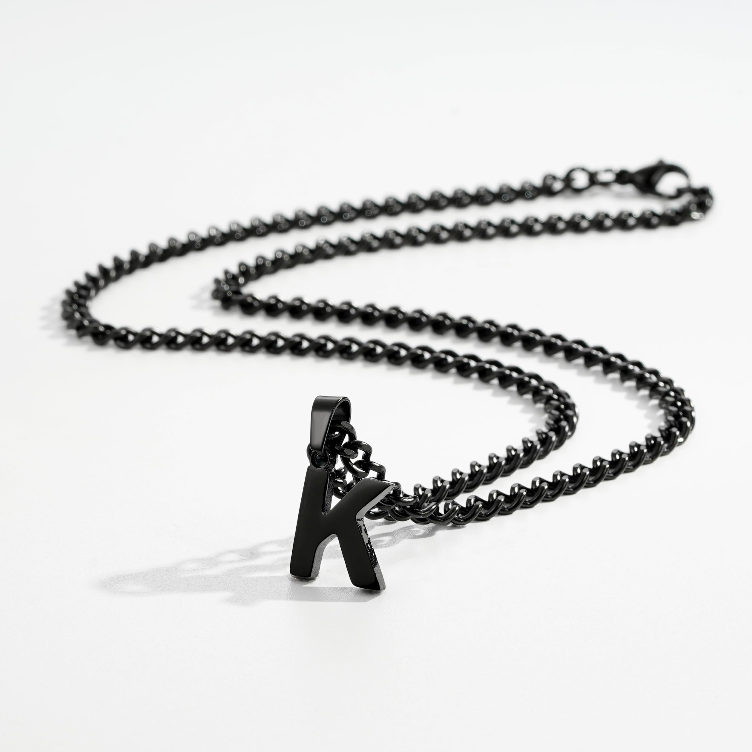 P.BLAKE Layered Initial A Pendant Necklace for Men Boys, Stainless Steel Letter Cuban Link Herringbone Chain Jewelry Collar Cade