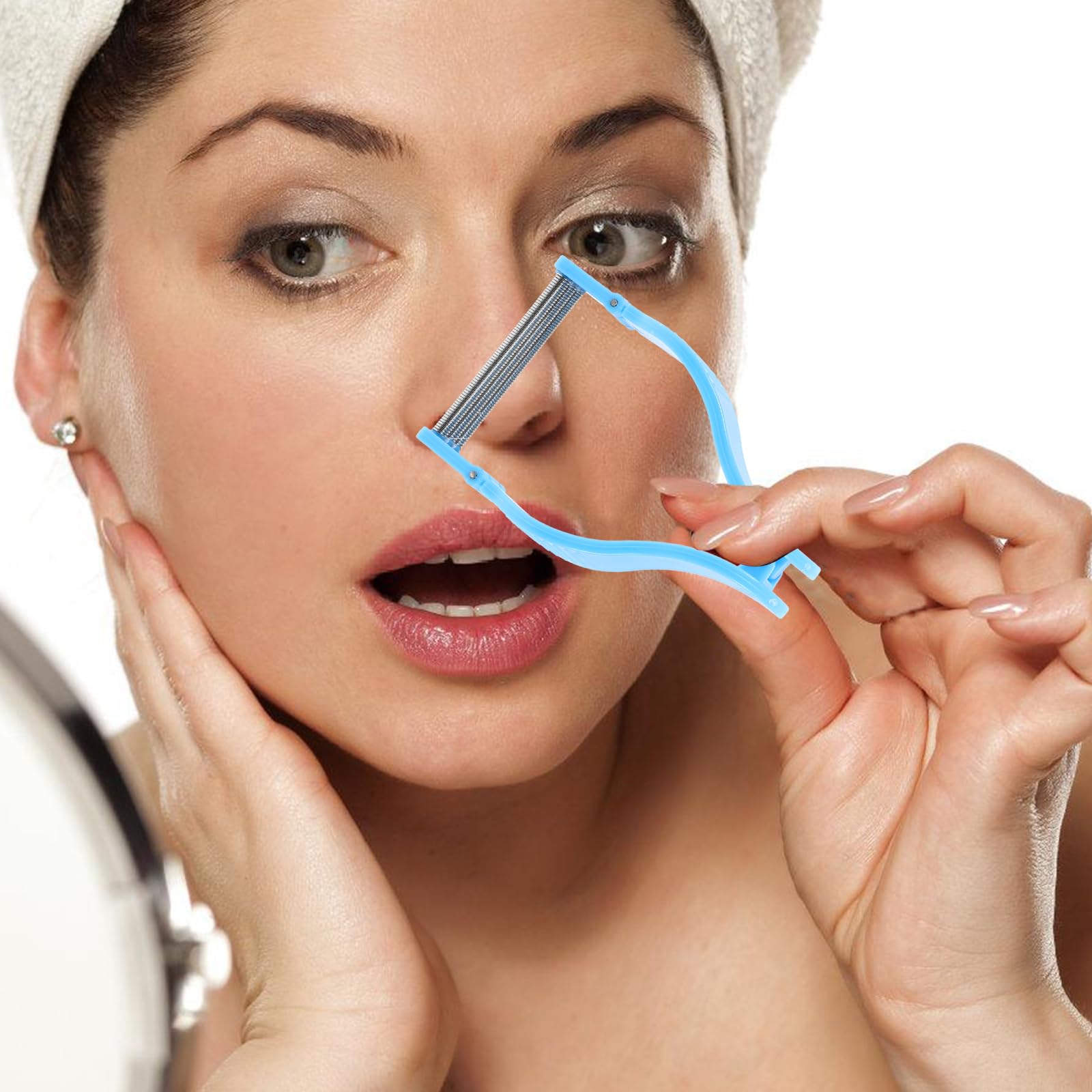 FOMIYES Face Hair Remover Facial Hair Spring Epilator Women Chin Cheeks Hair Remove Tool Spring Hair Remover Blue