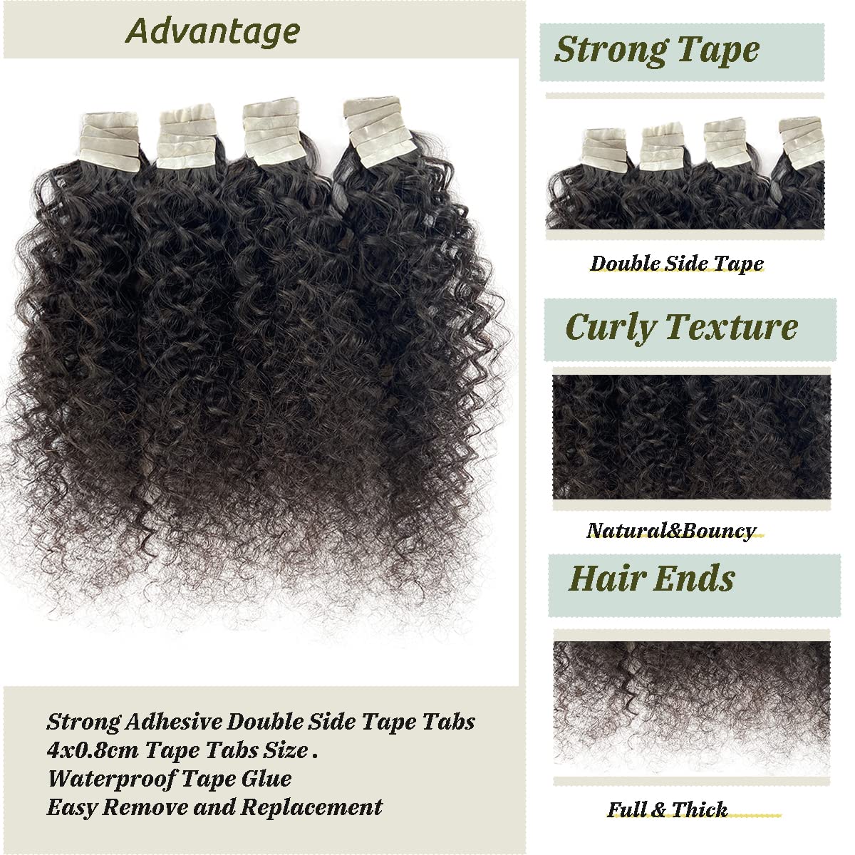 Curly Hair Extensions Tape In Natural Black Hair Extensions Tape Ins For Black Women Double Sided Tape Hair Brazilian Curly Exte