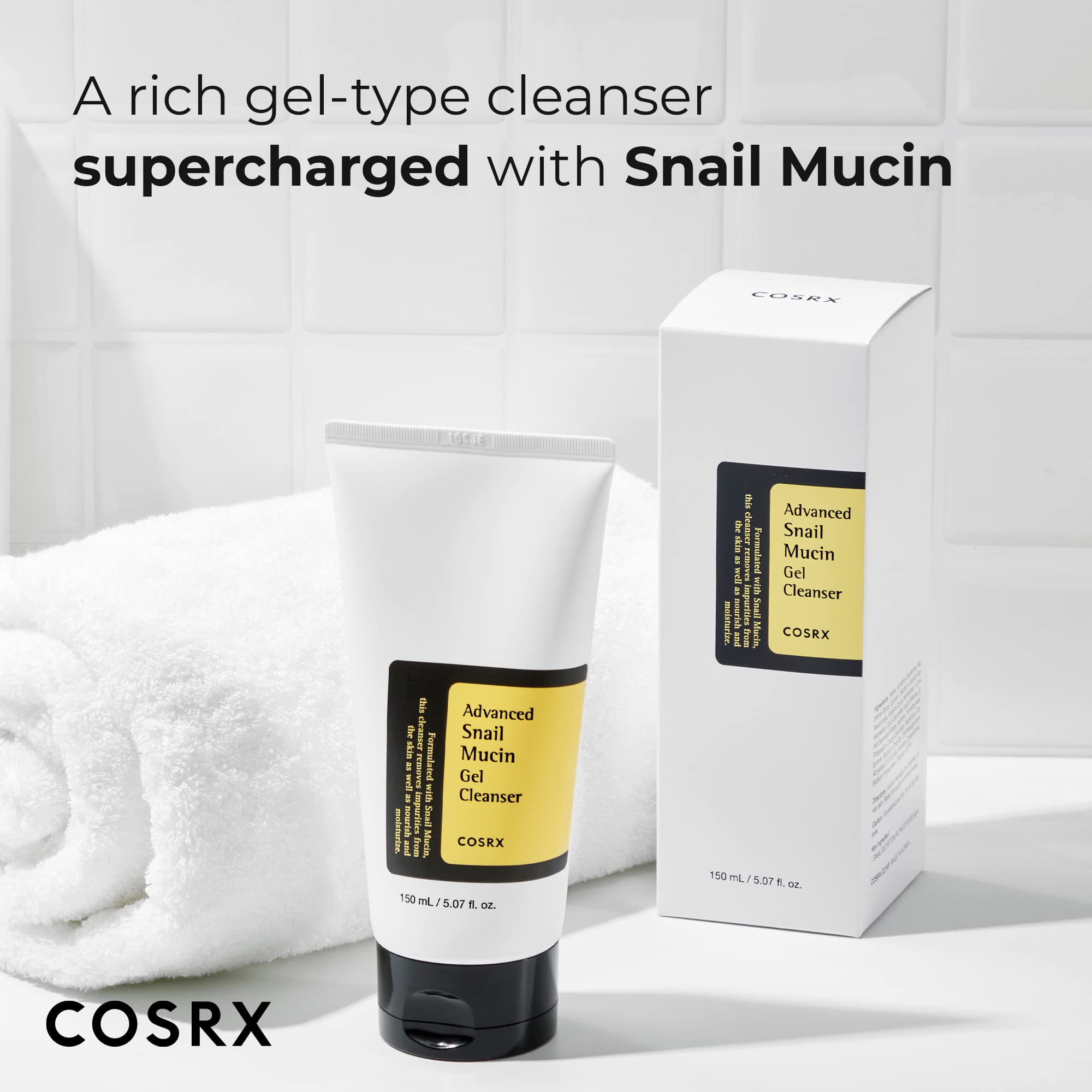 Cosrx Advanced Snail Mucin Gel Cleanser, 5.07 Fl Oz / 150 Ml, Rich Daily Deep Cleansing Gel For Dry & Sensitive Skin, Korean Ski