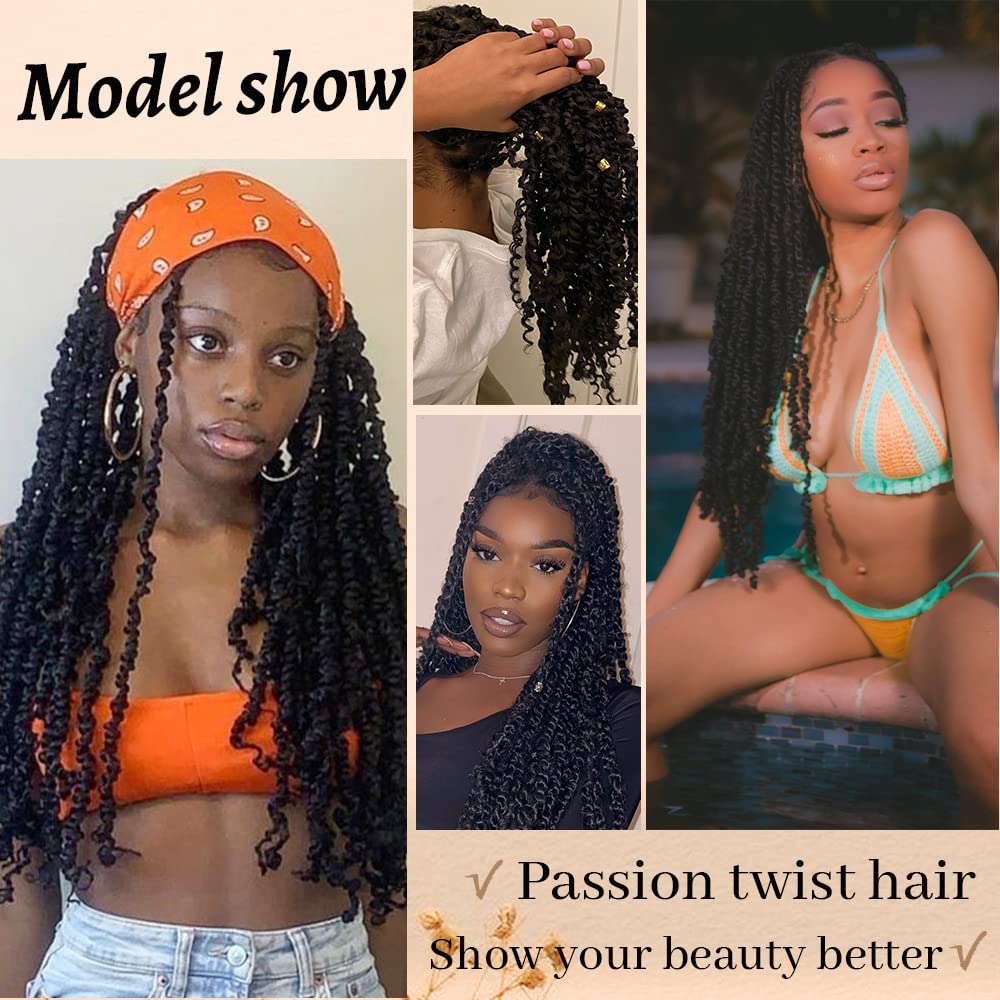 Passion Twist Hair 18 Inch, 7 Packs Passion Twist Braiding Hair Water Wave Crochet Hair Passion Twist Crochet Hair Braids Synthe