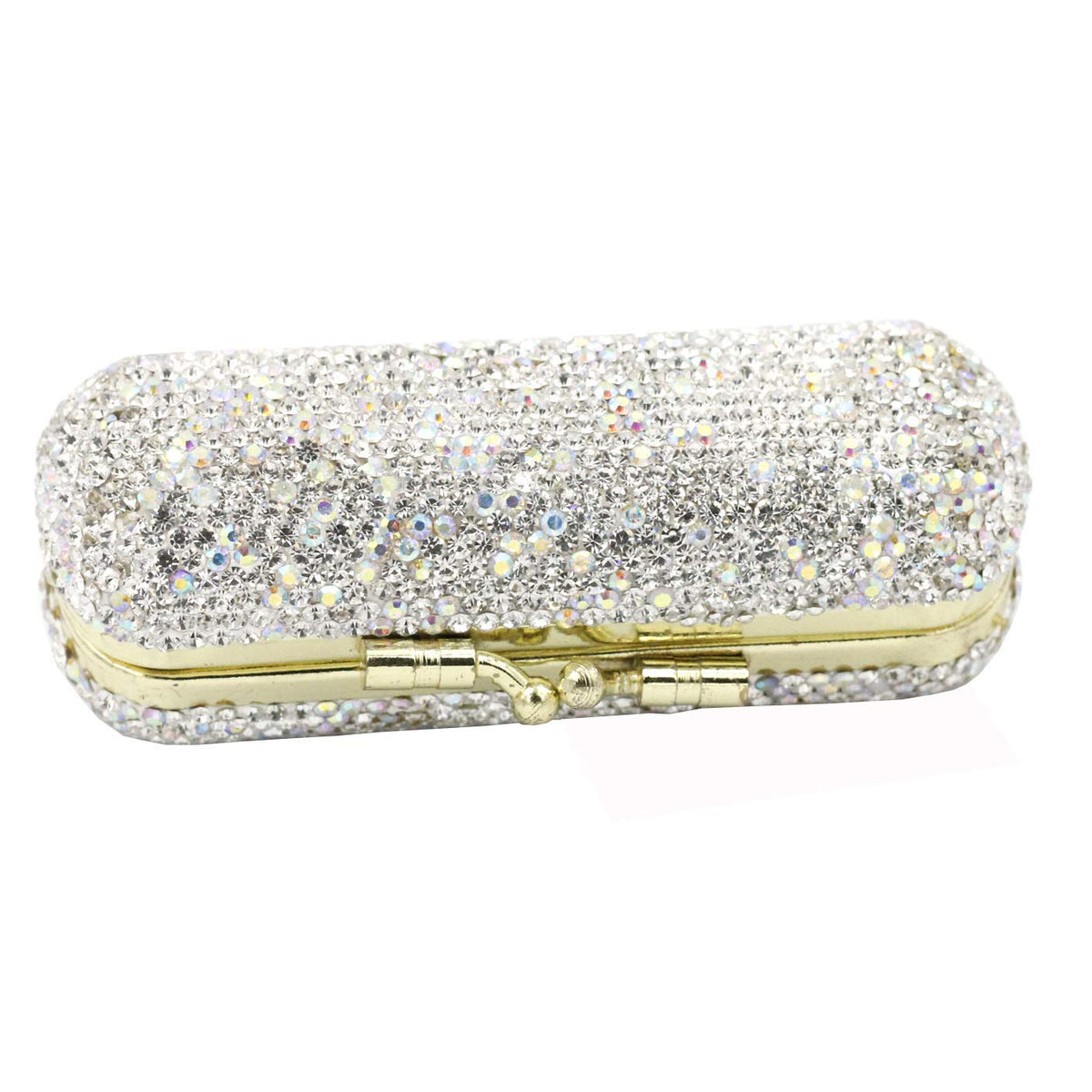 Bestbling Bling Rhinestone Crystal Lipstick Case Holder Organizer bag Cosmetic Storage for Women's Lipstick Jewelry Kit (Silver)