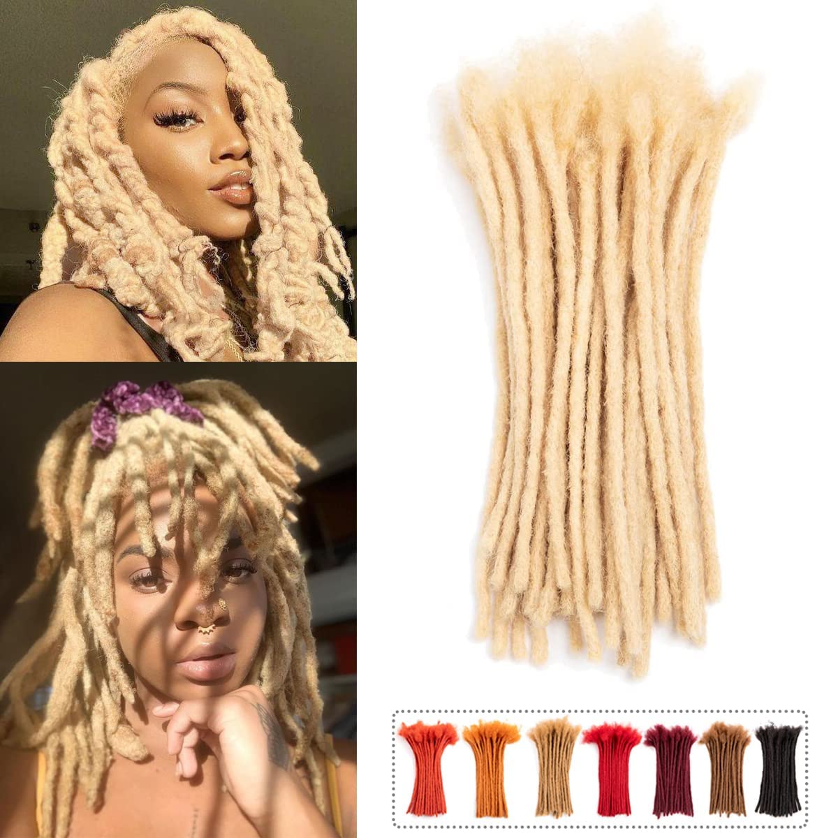 Teresa Small 0.4cm and Medium 0.8cm Width 100% Human Hair Dreadlock Extensions for Men/Women/Kids Full Hand-made Permanent Dread