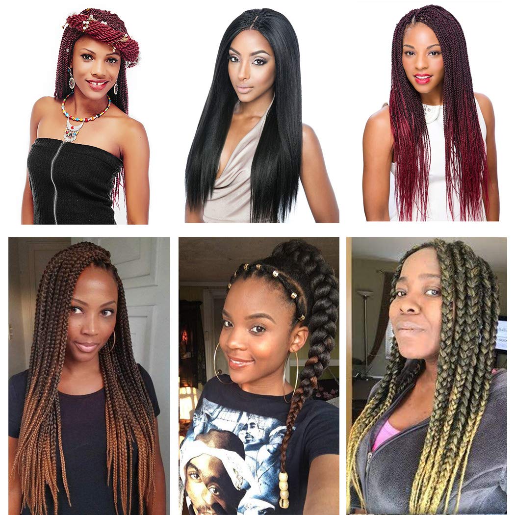 Pre-Stretched Braiding Hair Natural Black Blonde Crochet Braids Hair 20 Inch 8 Packs Hot Water Setting Perm Yaki Synthetic Braid