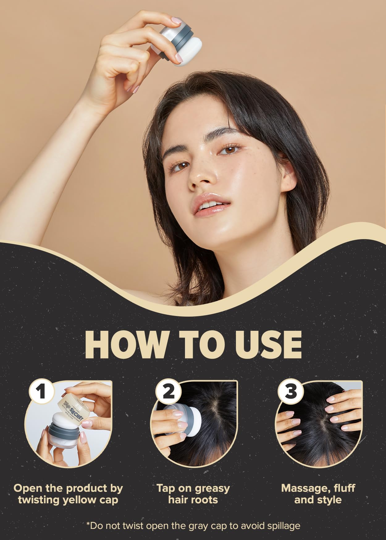 I Dew Care Dry Shampoo Powder - Tap Secret  With Black Ginseng, Non-Aerosol, Benzene-Free, Mattifying Root Boost, No White Cast,
